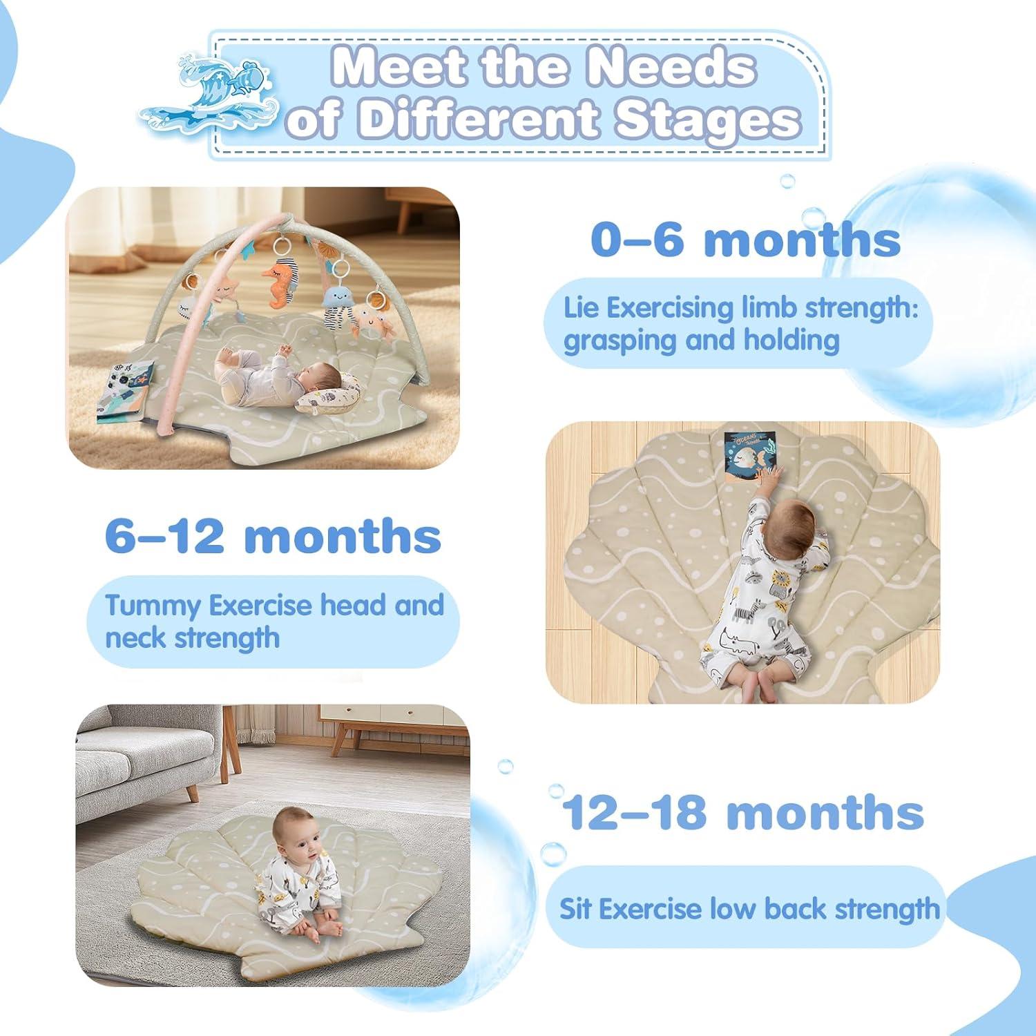 Alfombra de Juego para Bebés Suihuooo Beige 106x98 cm con 6 Juguetes