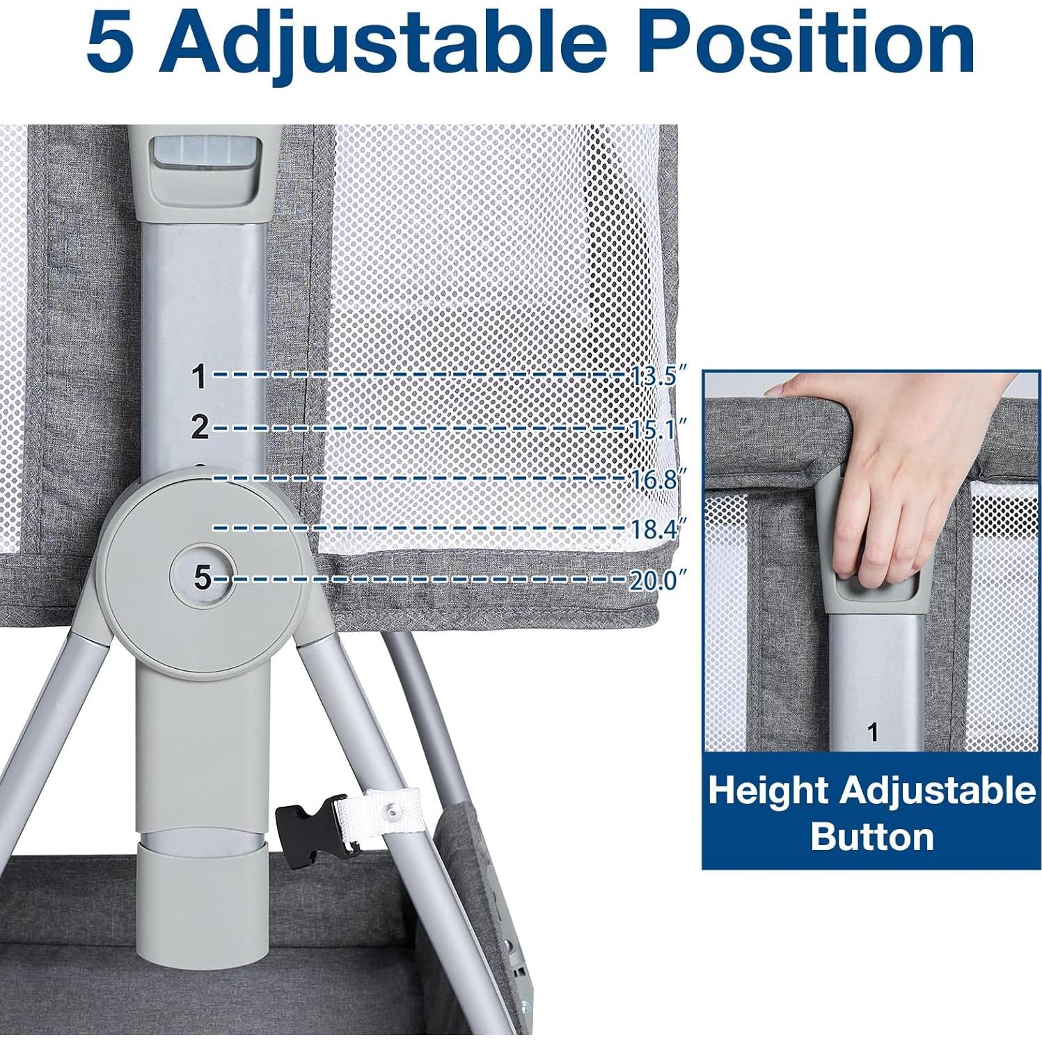 Cuna 3 en 1 Jixrolyn Gris Ajustable para Bebés con Colchón