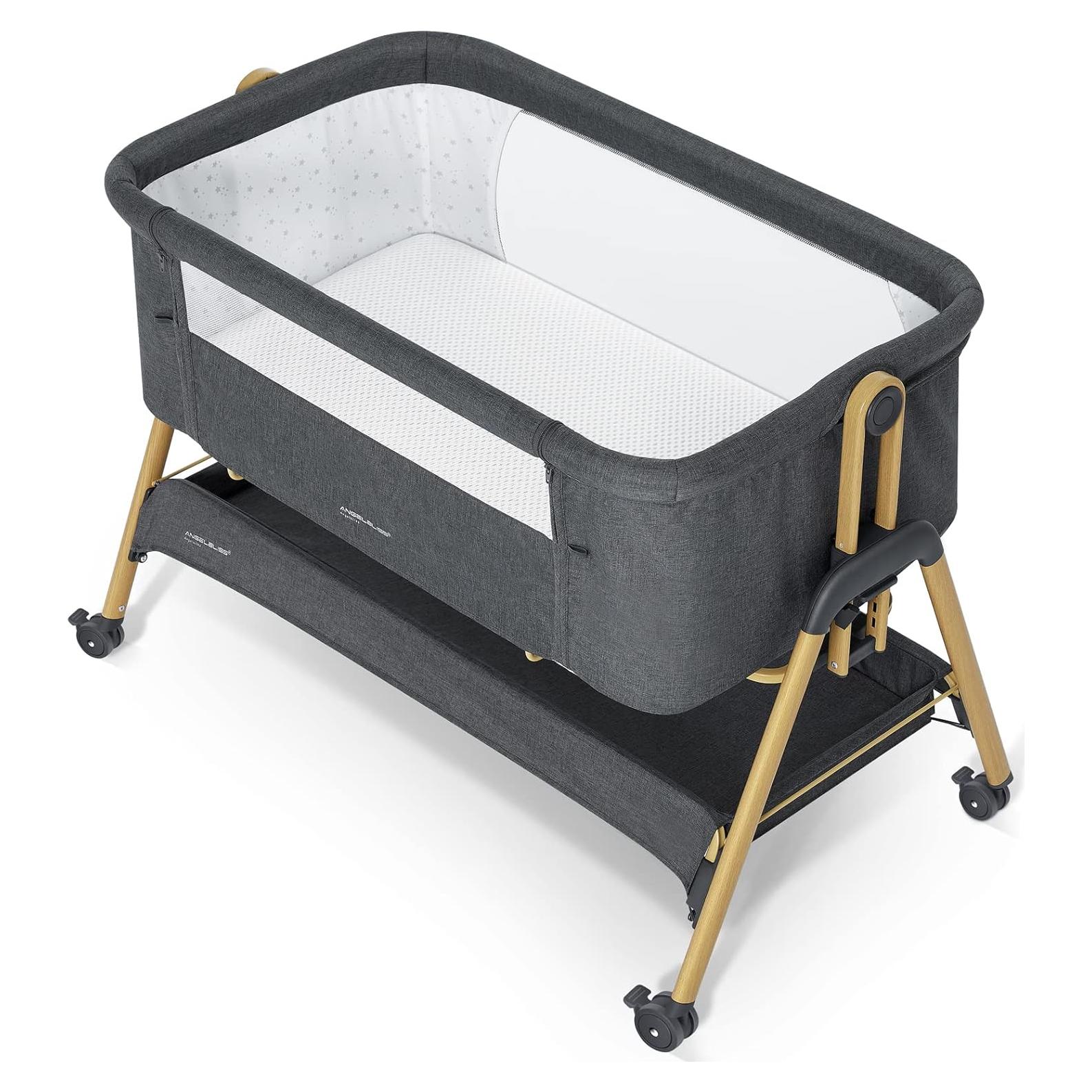 Cuna Lateral Plegable ANGELBLISS con Colchón Lavable 94x56cm