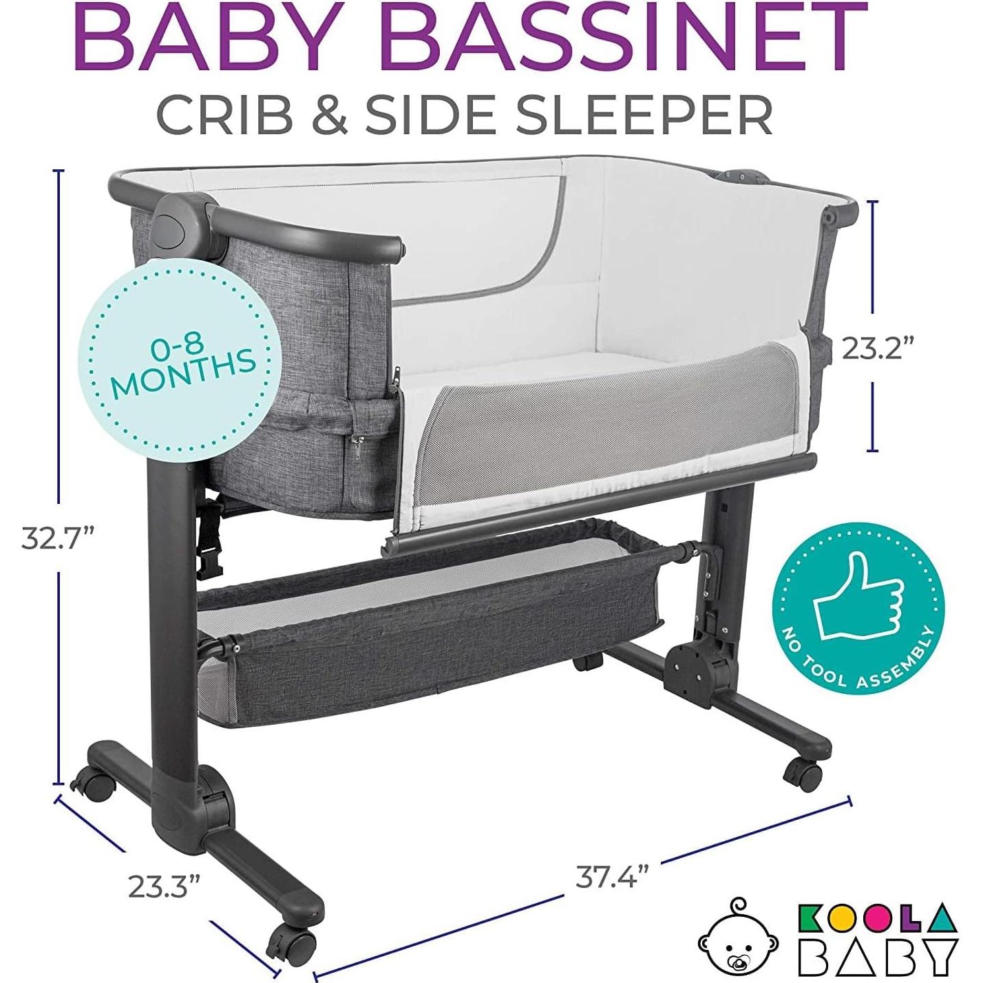 Cuna para Bebés KoolerThings Gris, Plegable y Lateral 4 en 1