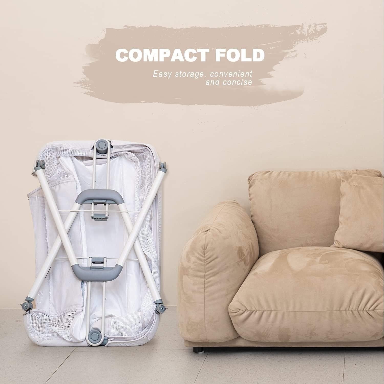 Cuna de Lado ANGELBLISS Plegable con Ruedas y Colchón Beige