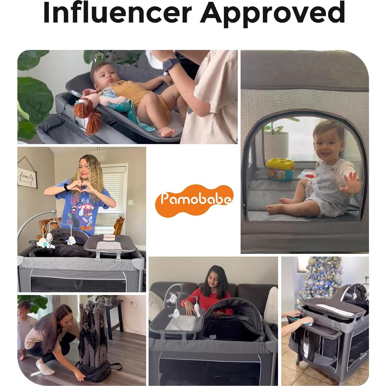 Parque para Bebés Pamo Babe Magic Fold 100x70 cm Gris Oscuro