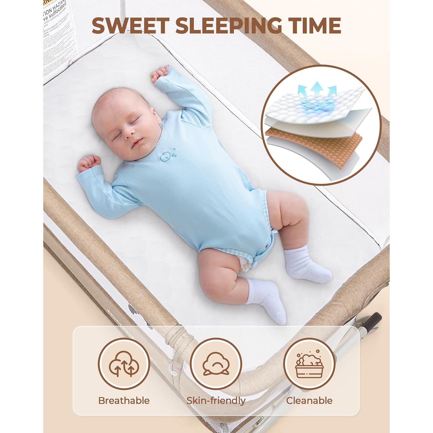 Cuna de Lado Mejorada MOMFANN Camel con Malla y 6 Alturas