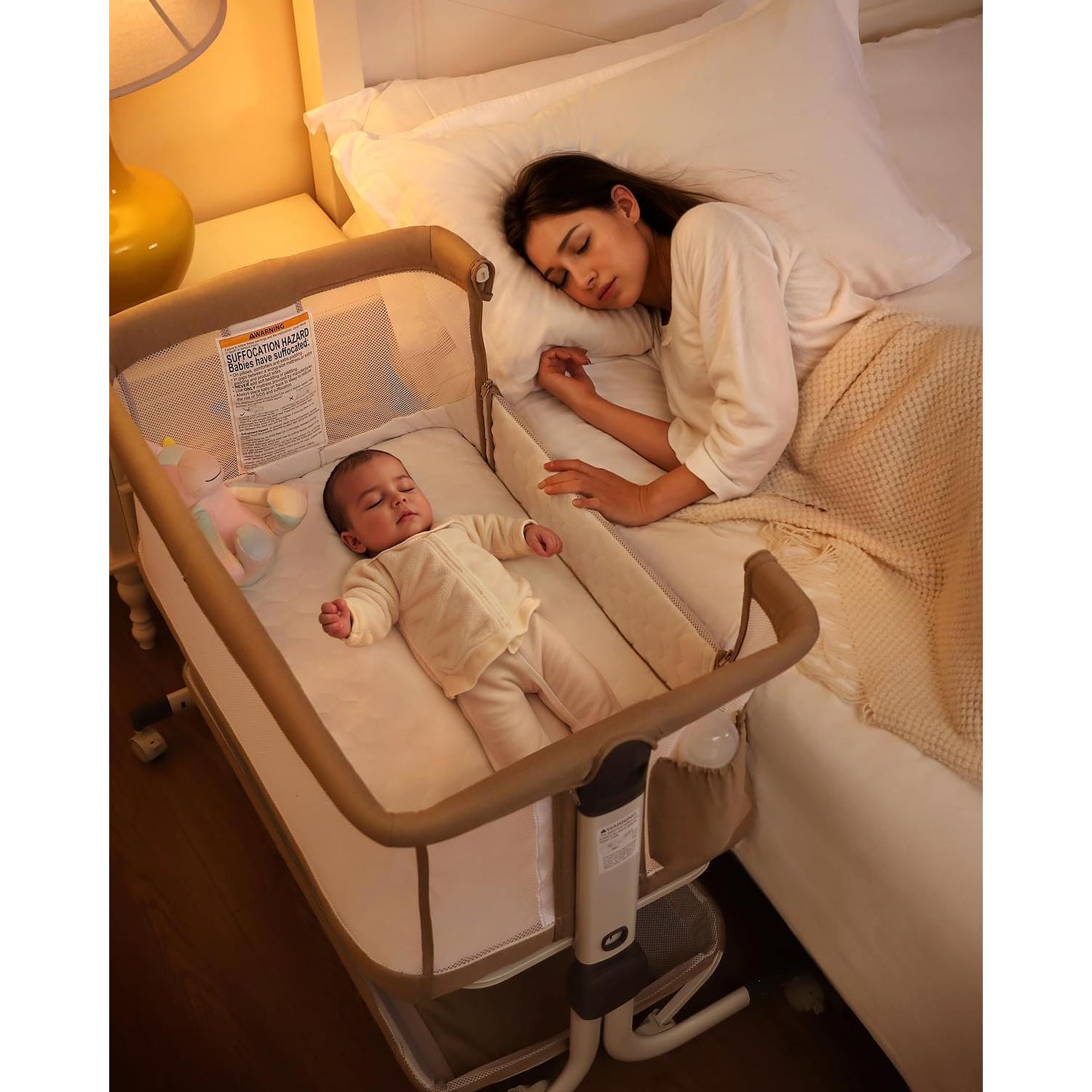 Cuna de Lado Mejorada MOMFANN Camel con Malla y 6 Alturas