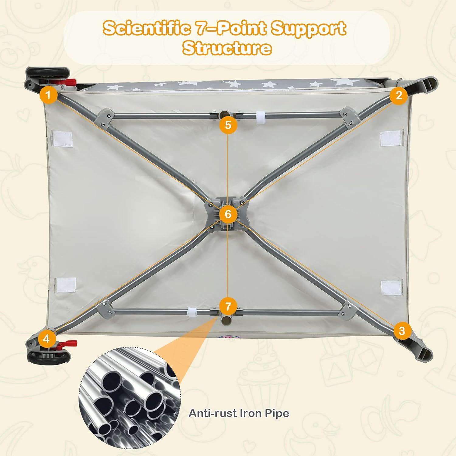 Cuna Lateral 5-en-1 HONEY JOY con Mesa de Cambio y Juguetes Beige