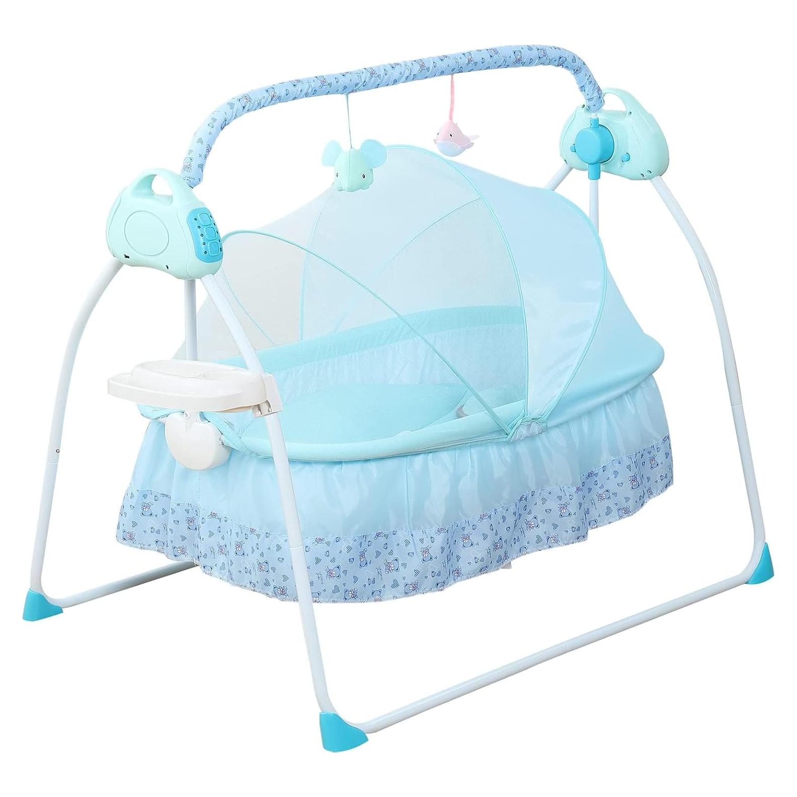 Cuna eléctrica TFCFL azul 0-18 meses con oscilación y música