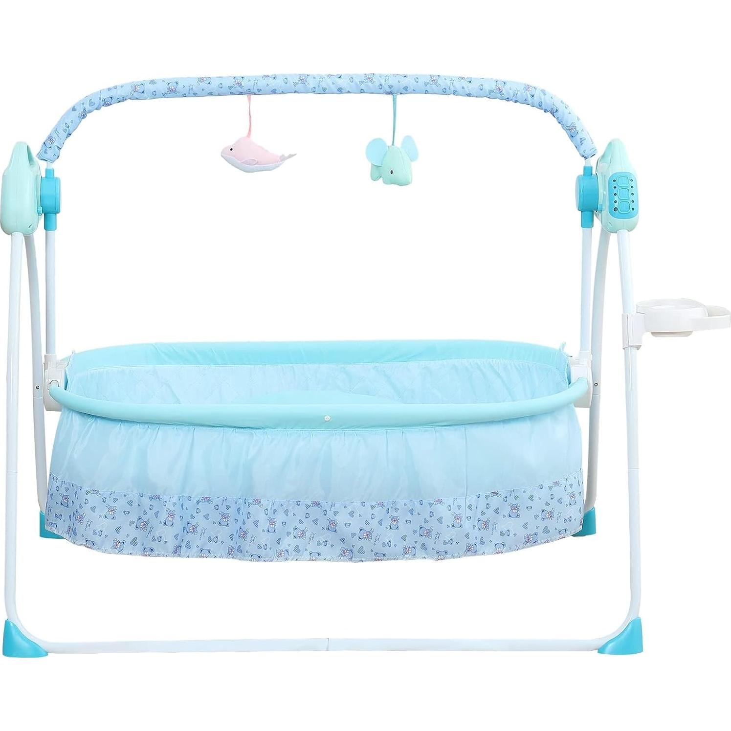 Cuna eléctrica TFCFL azul 0-18 meses con oscilación y música