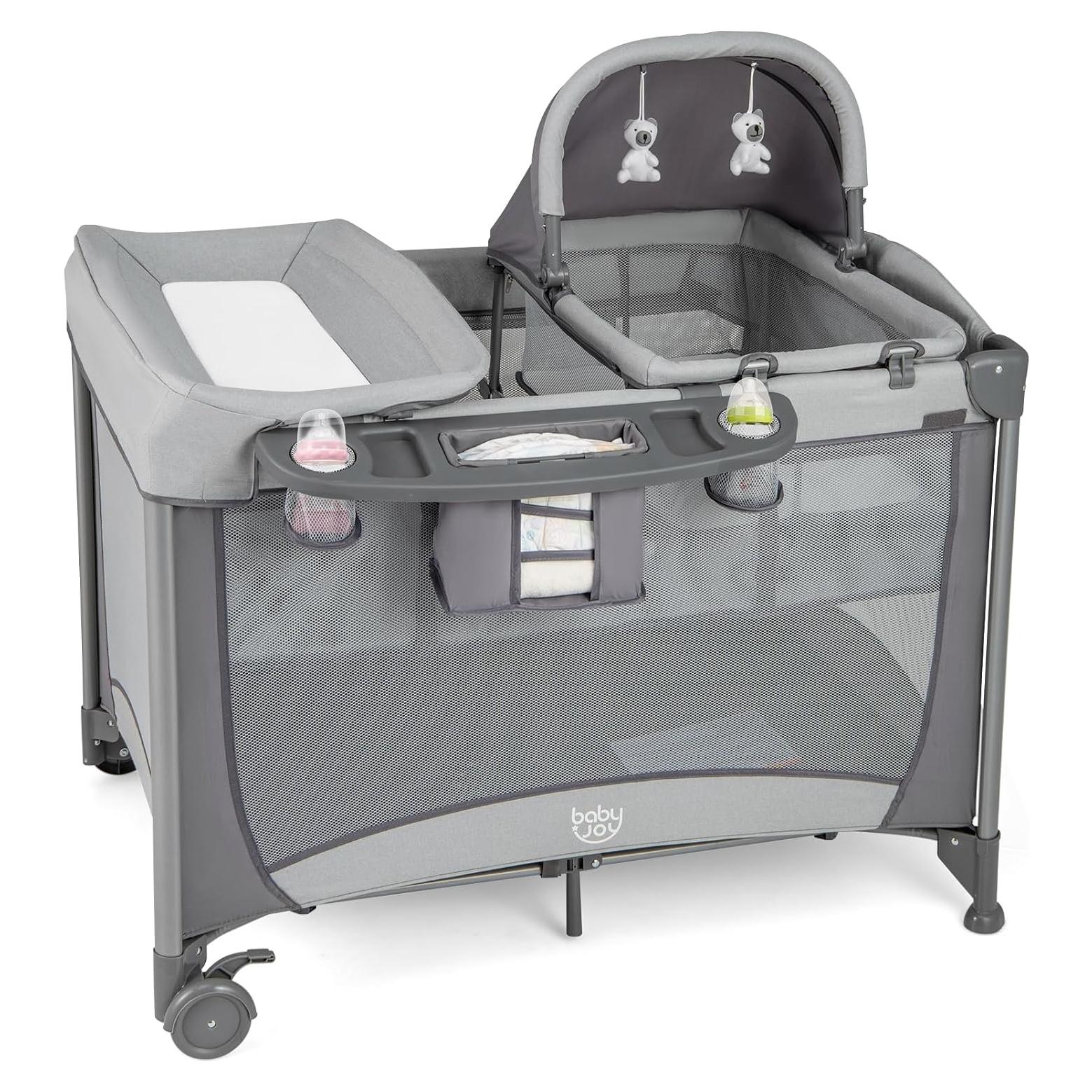 Cuna portátil 4 en 1 BABY JOY con moisés y mesa de cambio