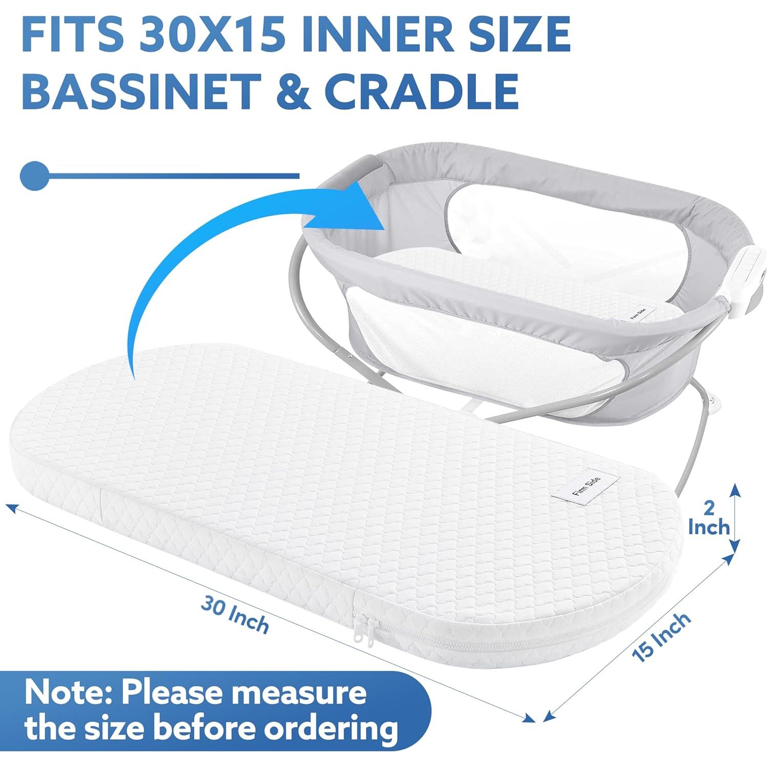 Colchón Ovalado para Cuna Pro Goleem 76.2x38.1cm Espuma Memoria