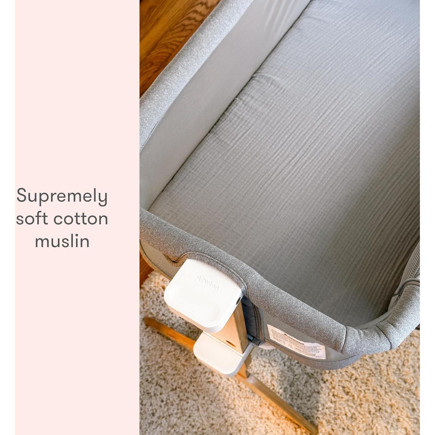 Sábanas Ajustadas Newton Baby para Cuna y Cuna Lateral - 2 Piezas, 100% Muselina, Gris
