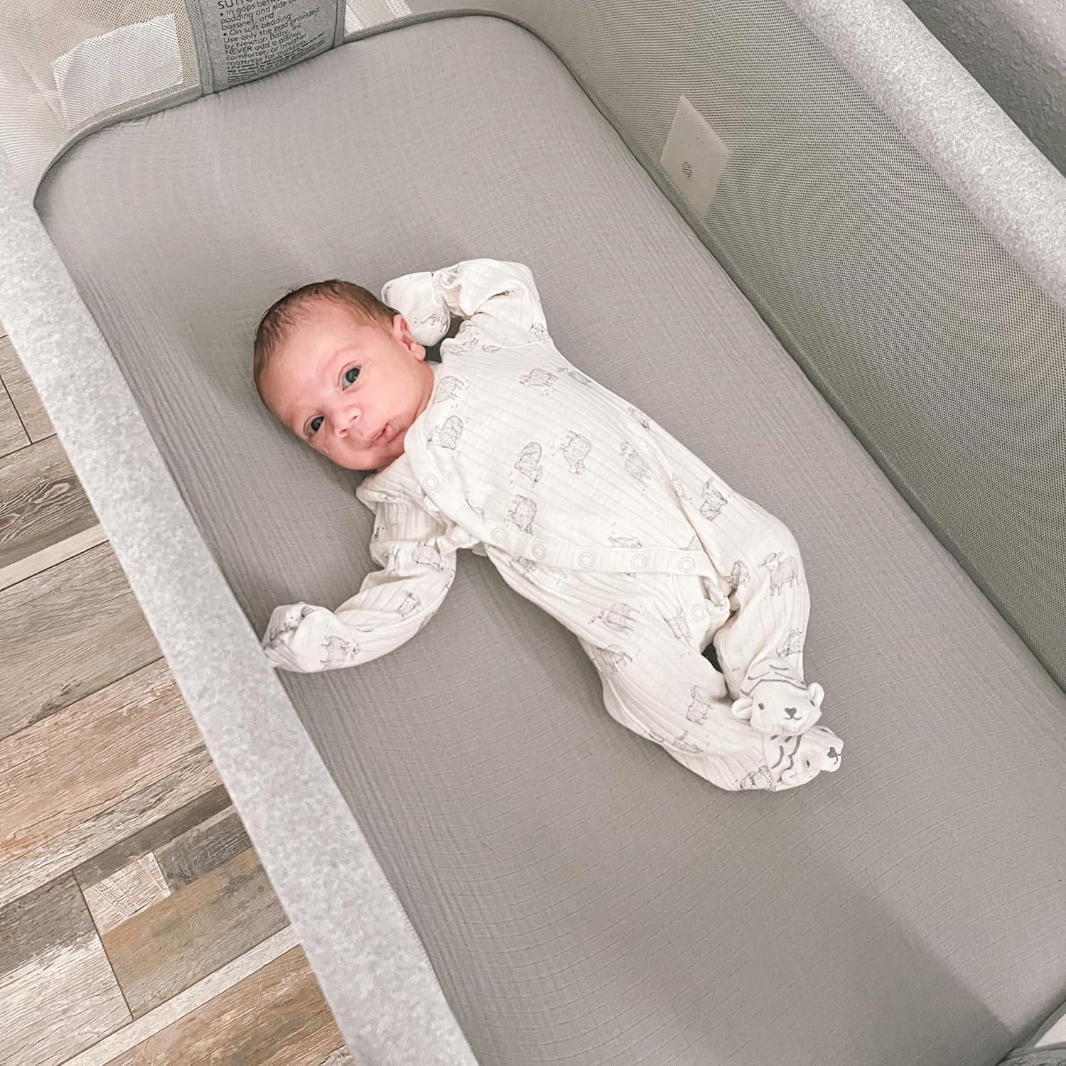 Sábanas Ajustadas Newton Baby para Cuna y Cuna Lateral - 2 Piezas, 100% Muselina, Gris