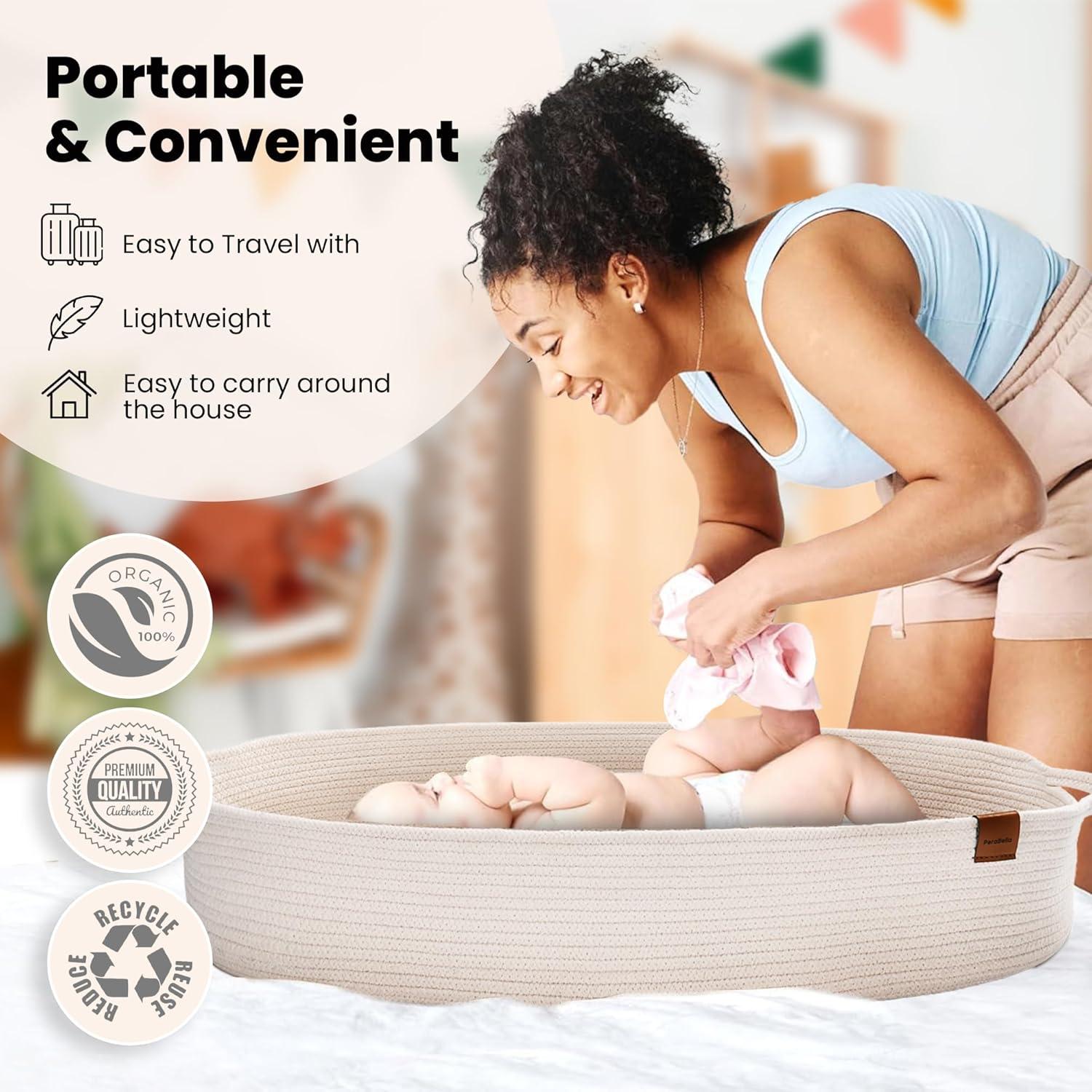 Cesta de Cambio para Bebé PeraBella Algodón Blanco 75x41x14 cm