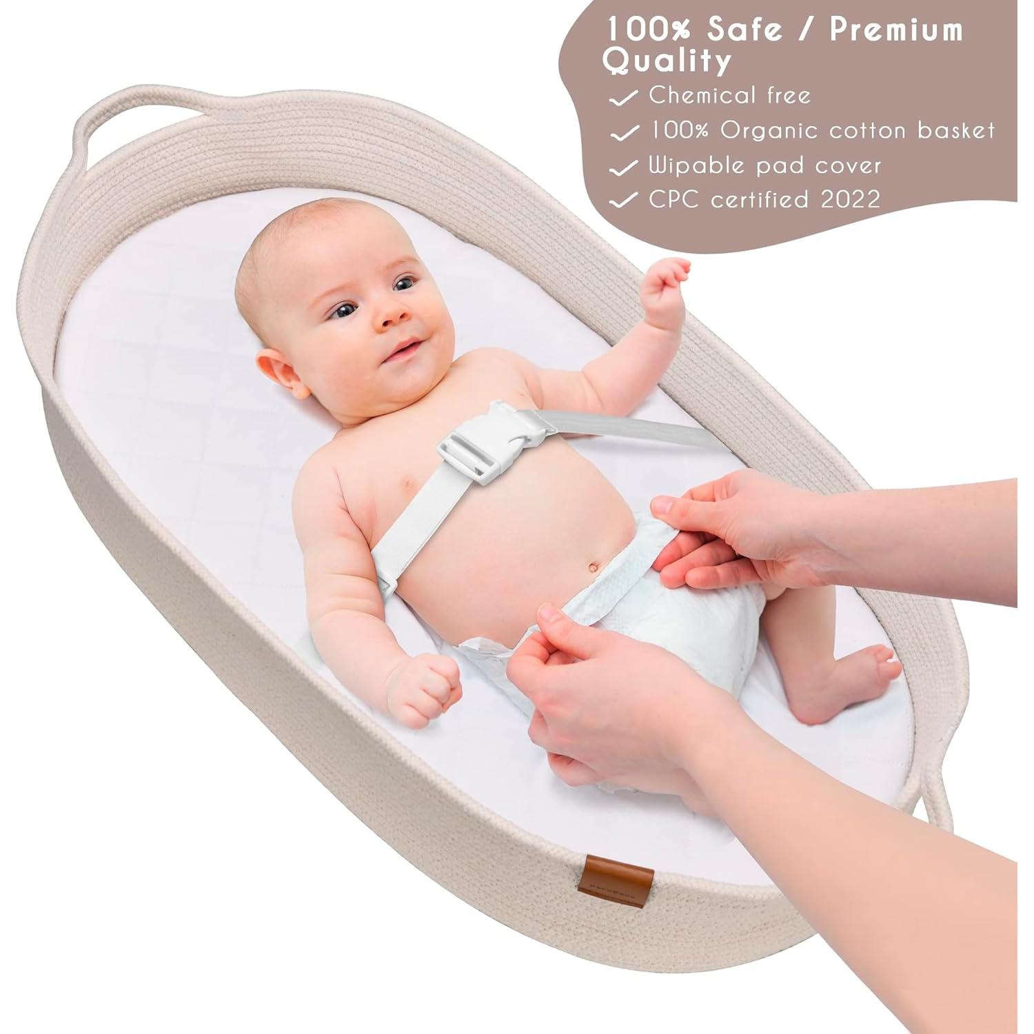 Cesta de Cambio para Bebé PeraBella Algodón Blanco 75x41x14 cm