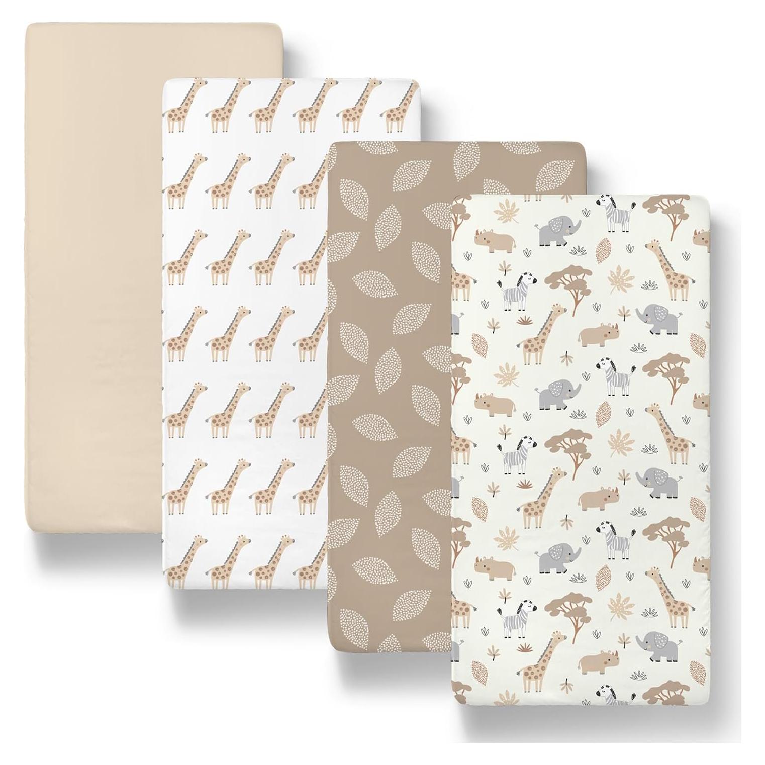 Sábanas Ajustadas para Cuna The Peanutshell Safari 4-Pack