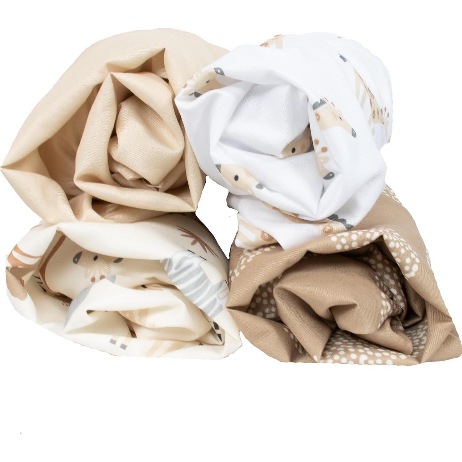 Sábanas Ajustadas para Cuna The Peanutshell Safari 4-Pack