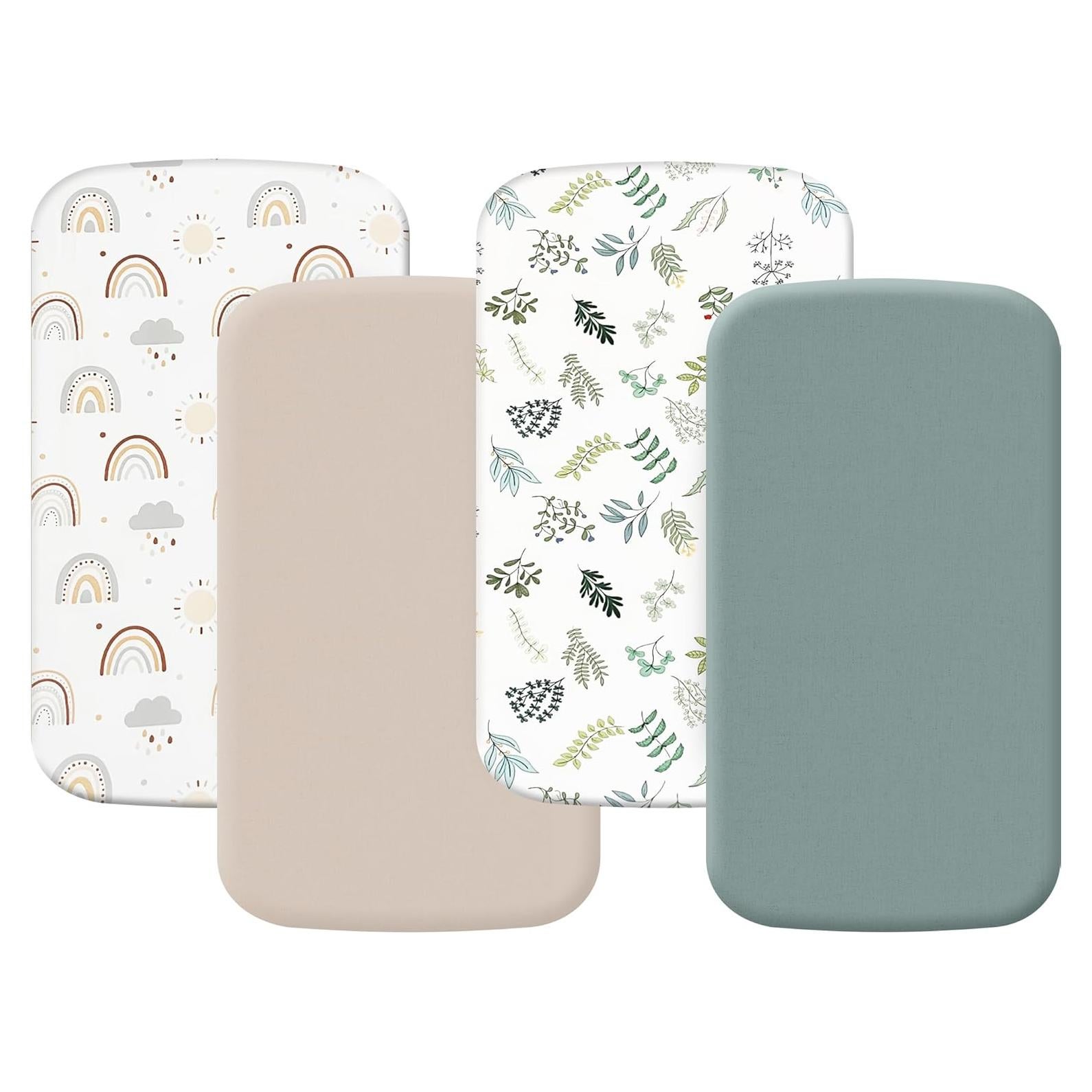 Paquete de 4 Sábanas Ajustables Haleeone para Cuna 88.9x53.3cm