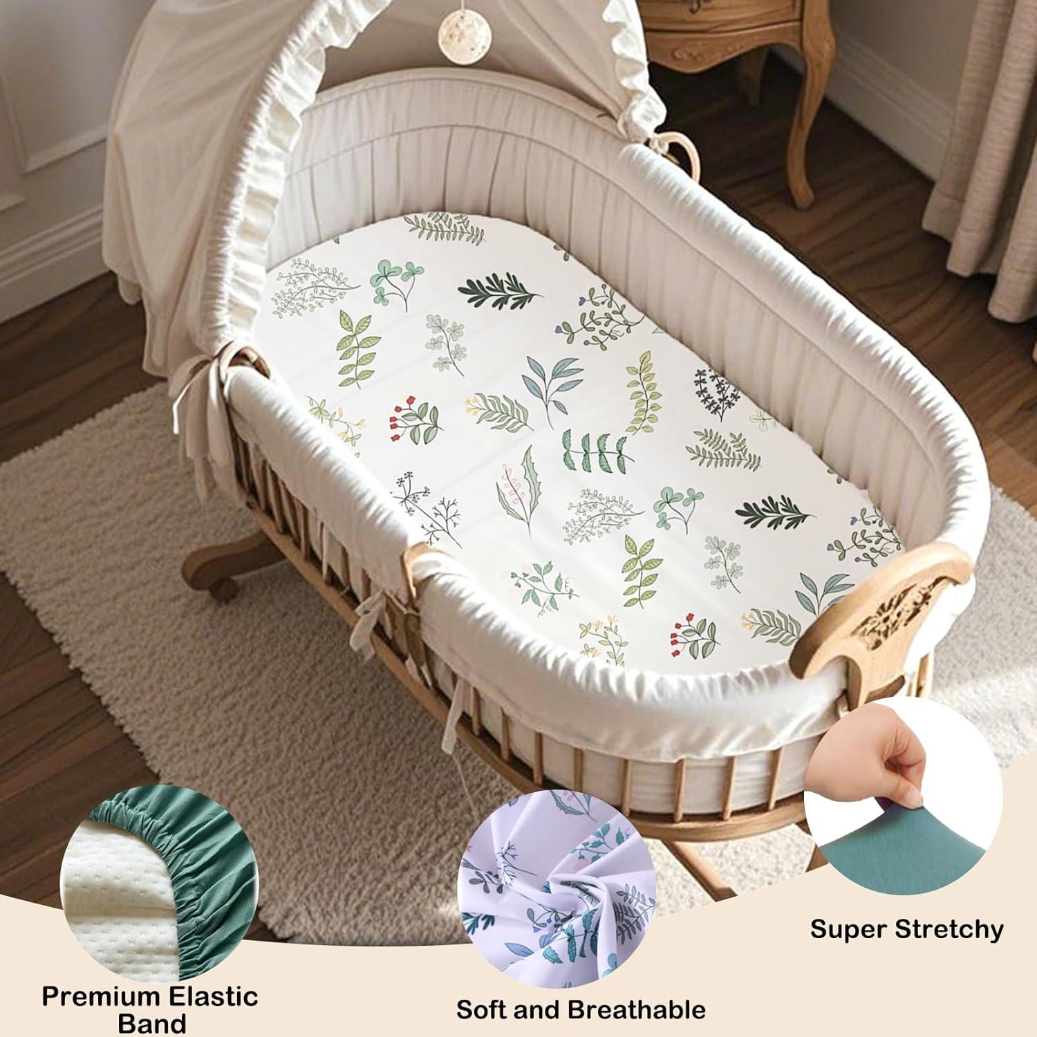 Paquete de 4 Sábanas Ajustables Haleeone para Cuna 88.9x53.3cm