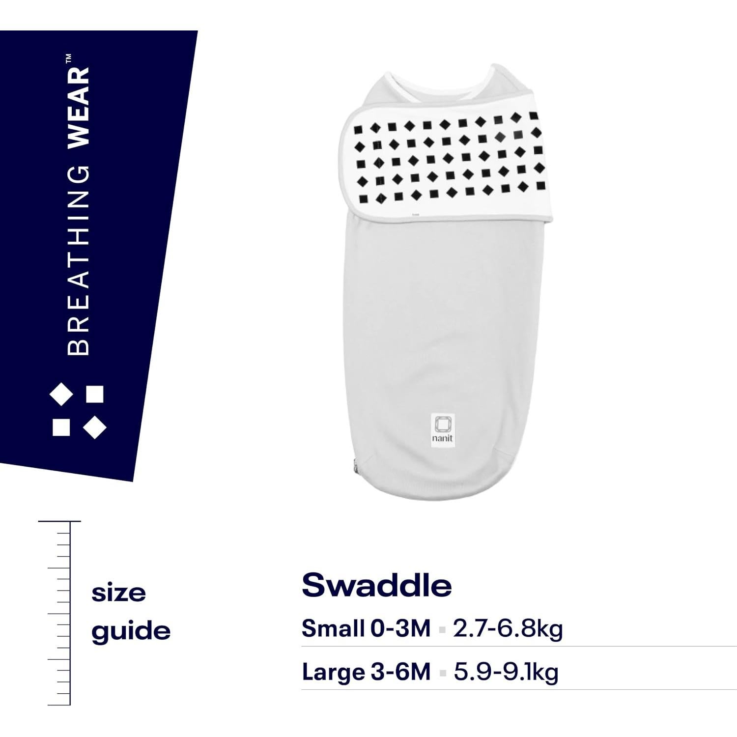 Swaddle Nanit Breathing Wear 100% Algodón Grande 3-6 Meses Gris