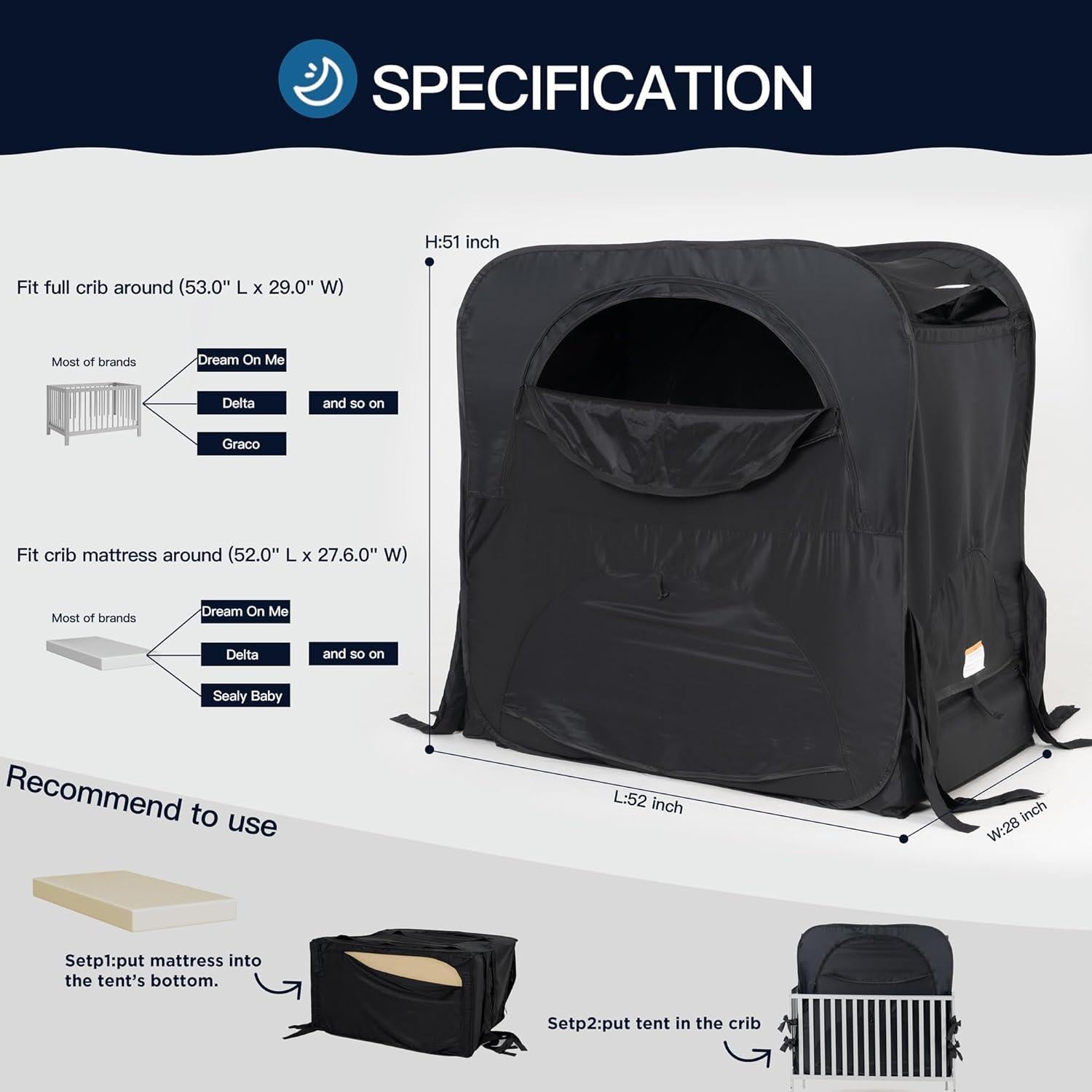 Tienda de Privacidad Pop Up para Bebés Porayhut 132x72cm