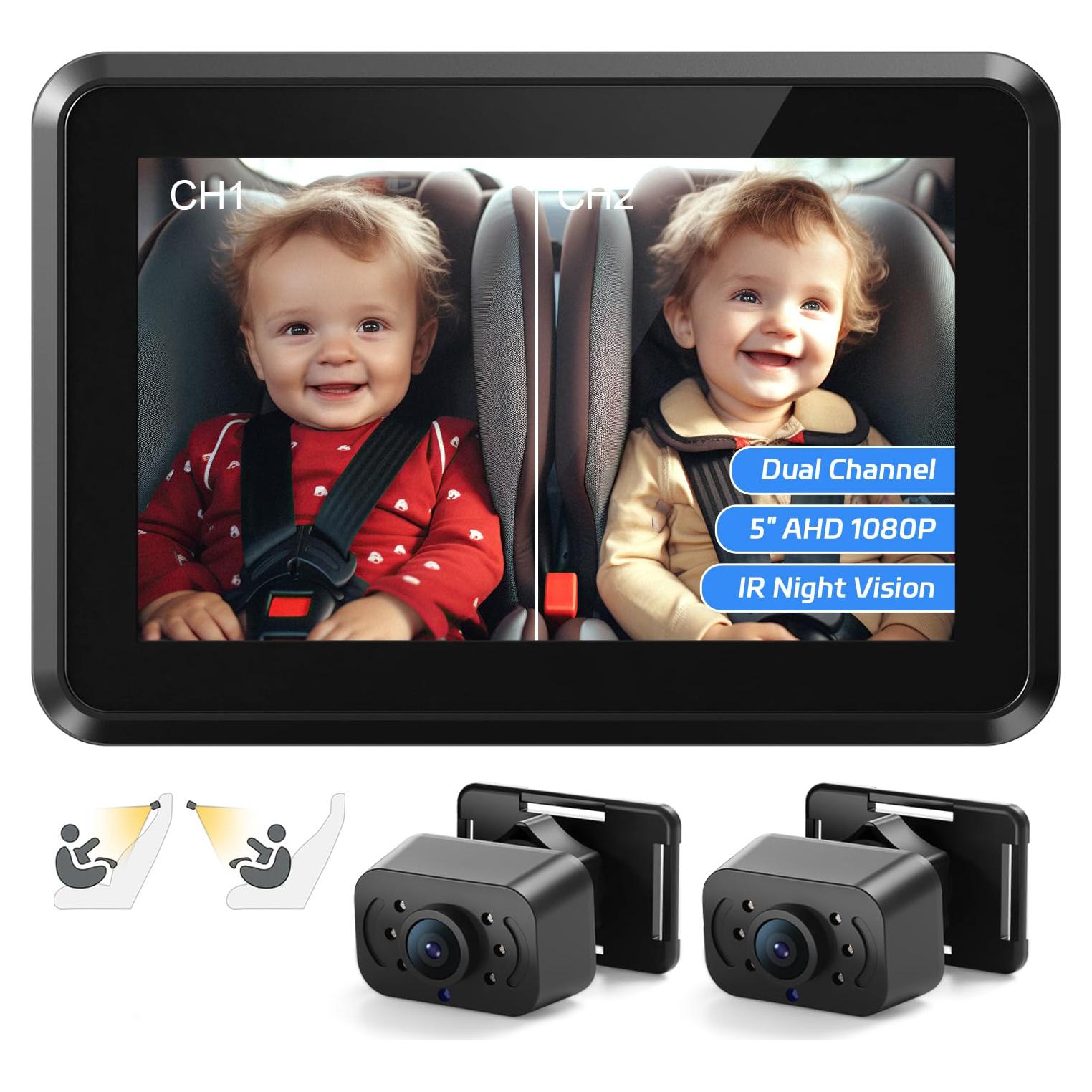 Espejo de Coche para Bebés Itomoro con Doble Cámara IR 5"