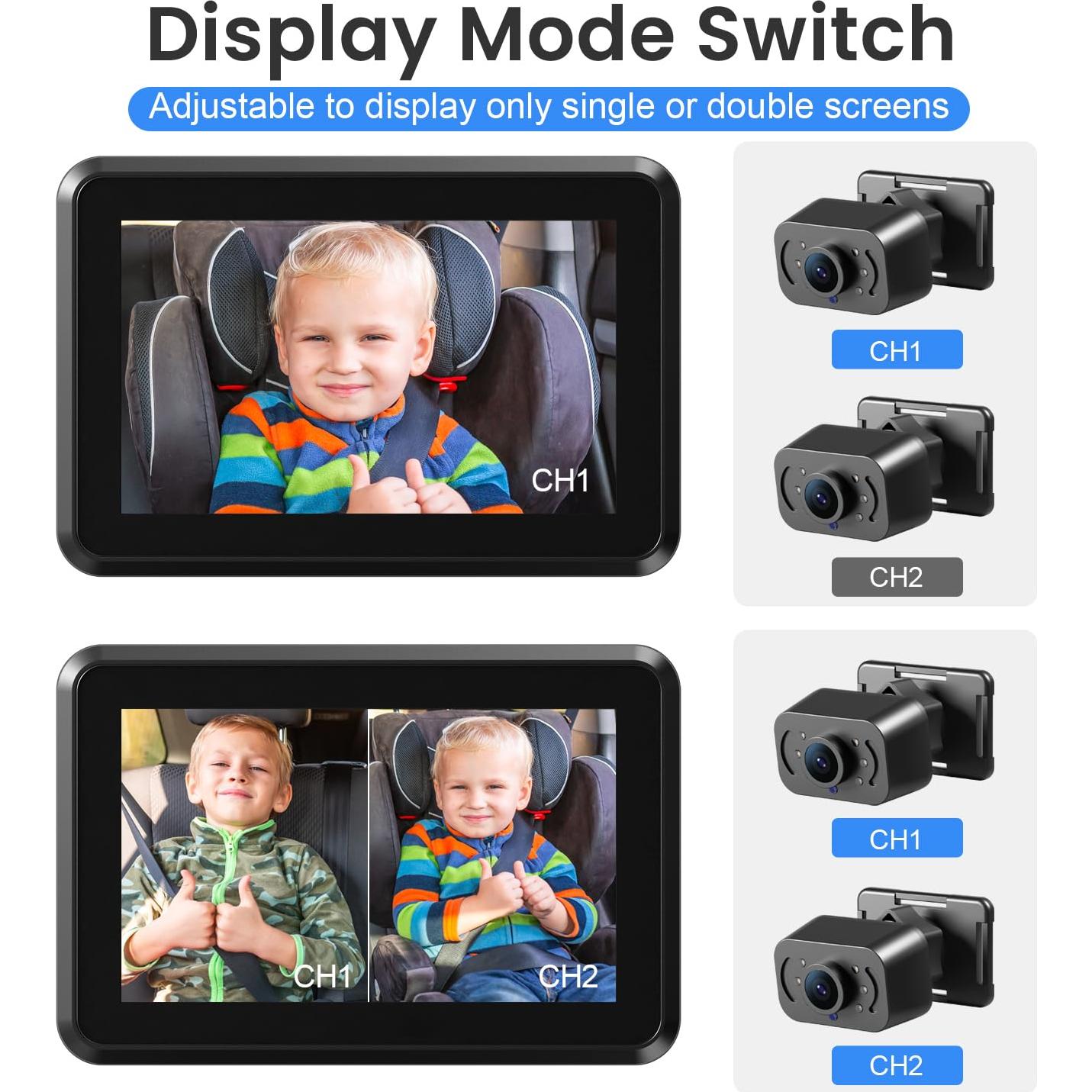 Espejo de Coche para Bebés Itomoro con Doble Cámara IR 5"