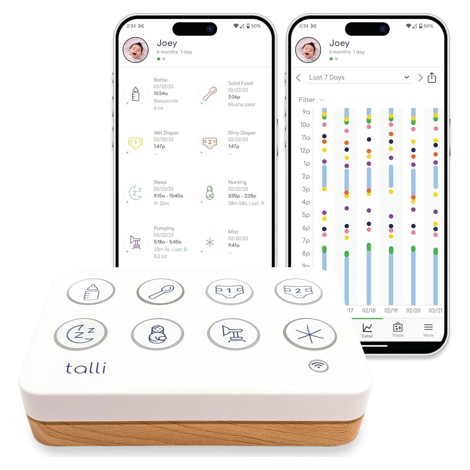 Talli Diario Rastreador de Bebé - Monitor de Alimentación y Sueño