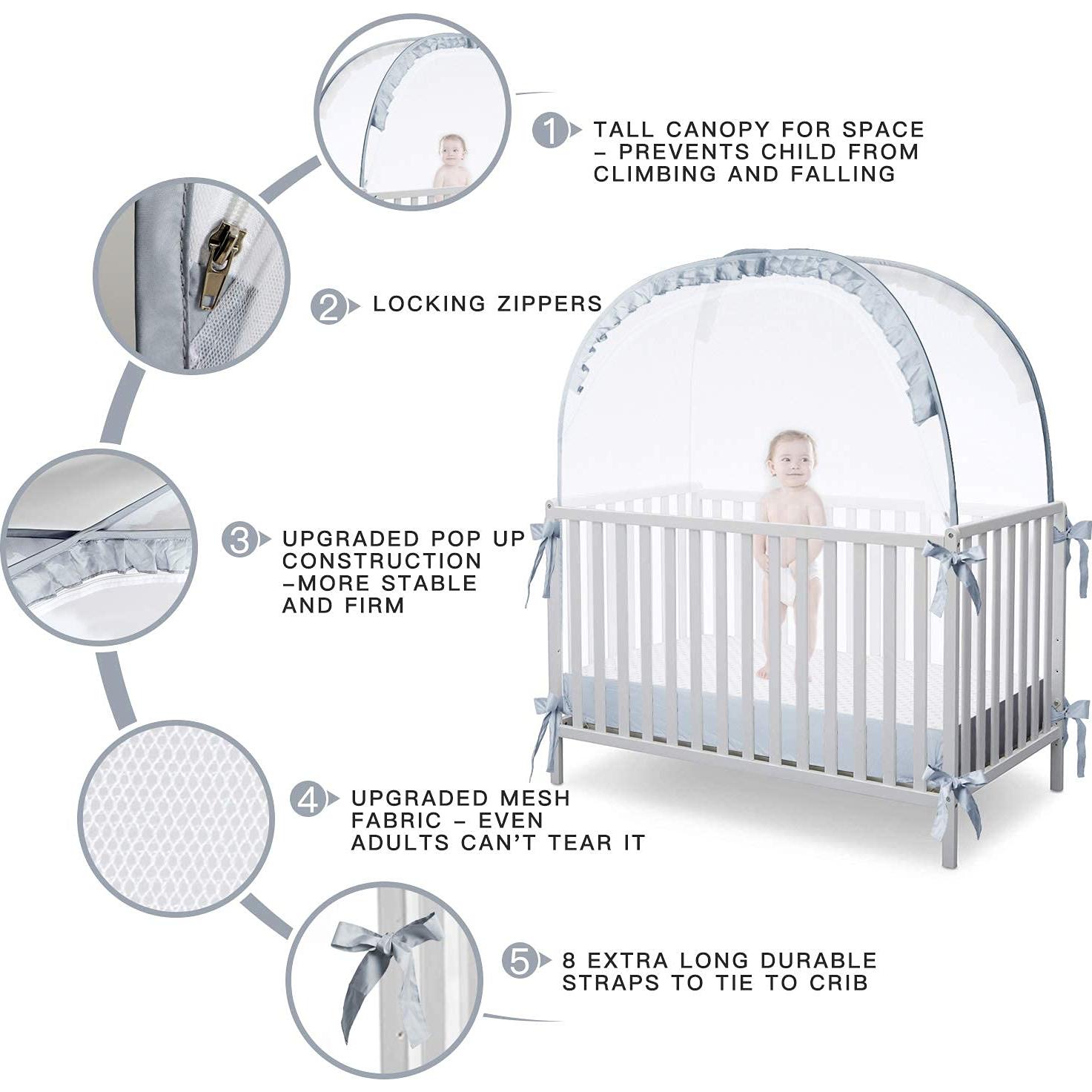 Carpa para Cuna L RUNNZER Gris 140x70 cm Plegable Seguridad Bebé