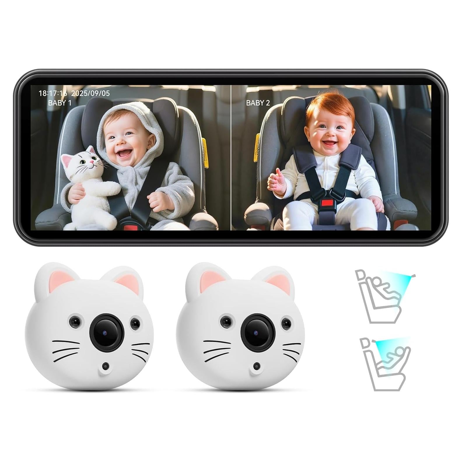 Cámara de Auto para Bebés IIWEY BY2 con Duales Cámaras HD 1080P