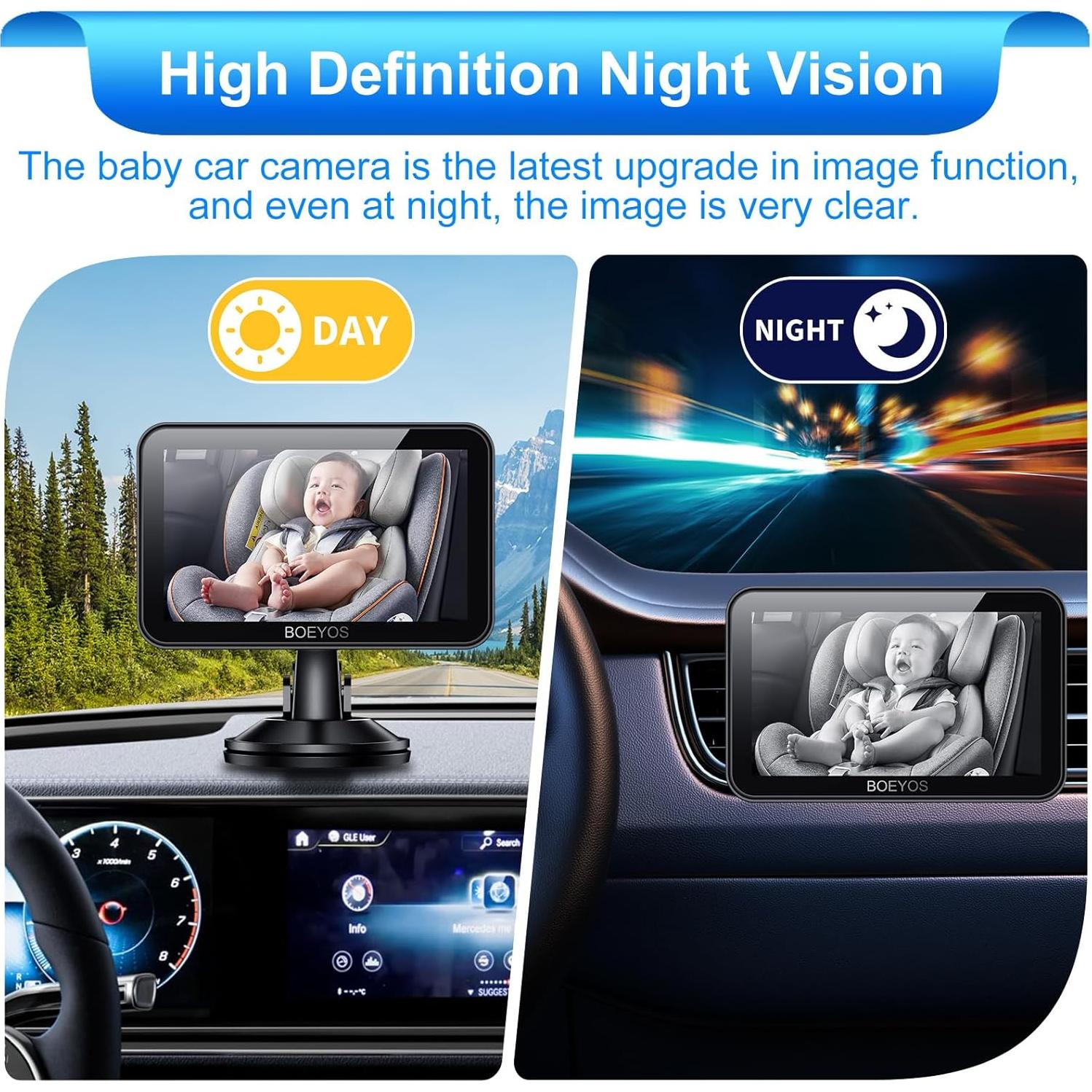 Espejo de Coche para Bebé BOEYOS BM500 - Pantalla 4.3" HD 1080P