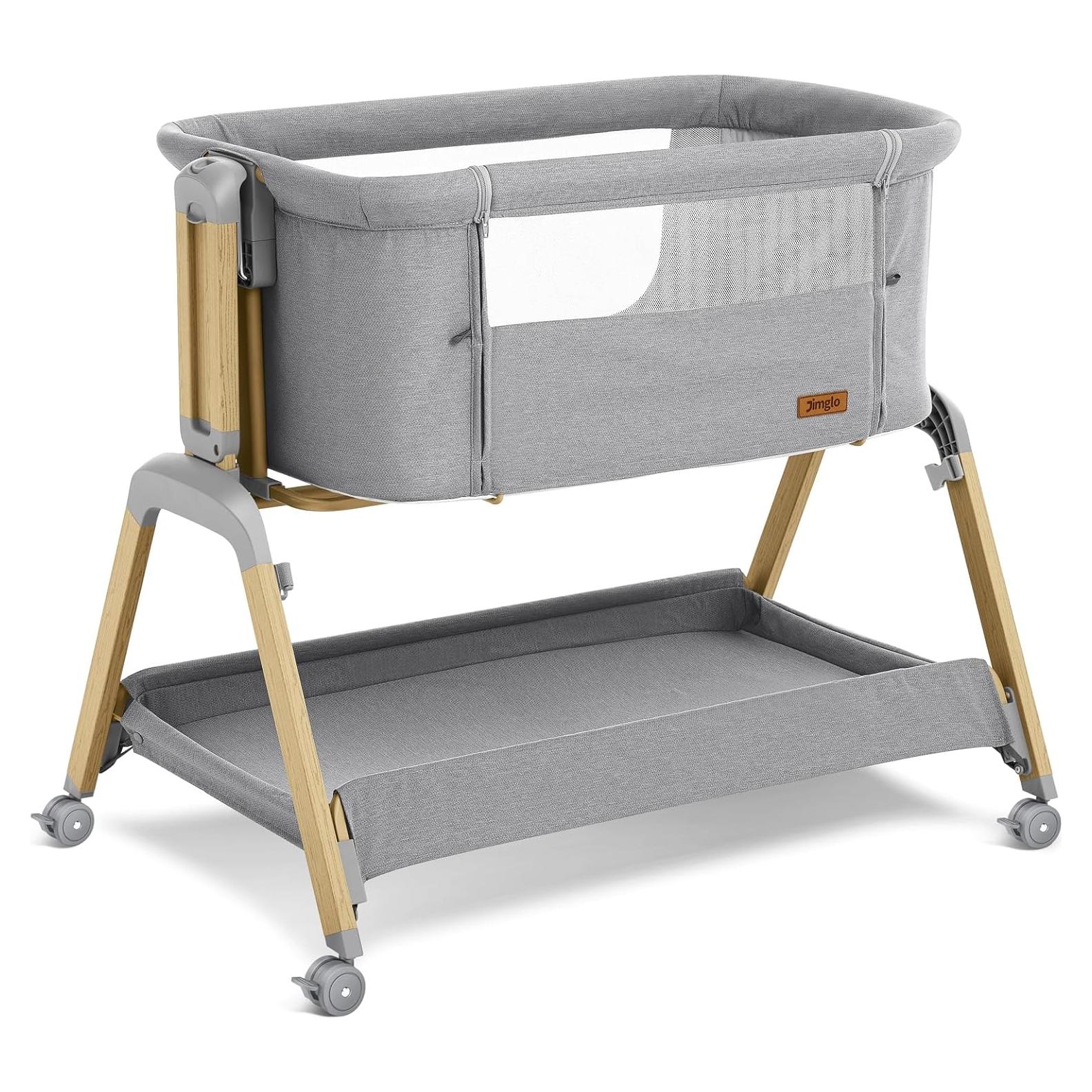 Cuna 3 en 1 Jimglo Gris Ajustable y Plegable para Bebés