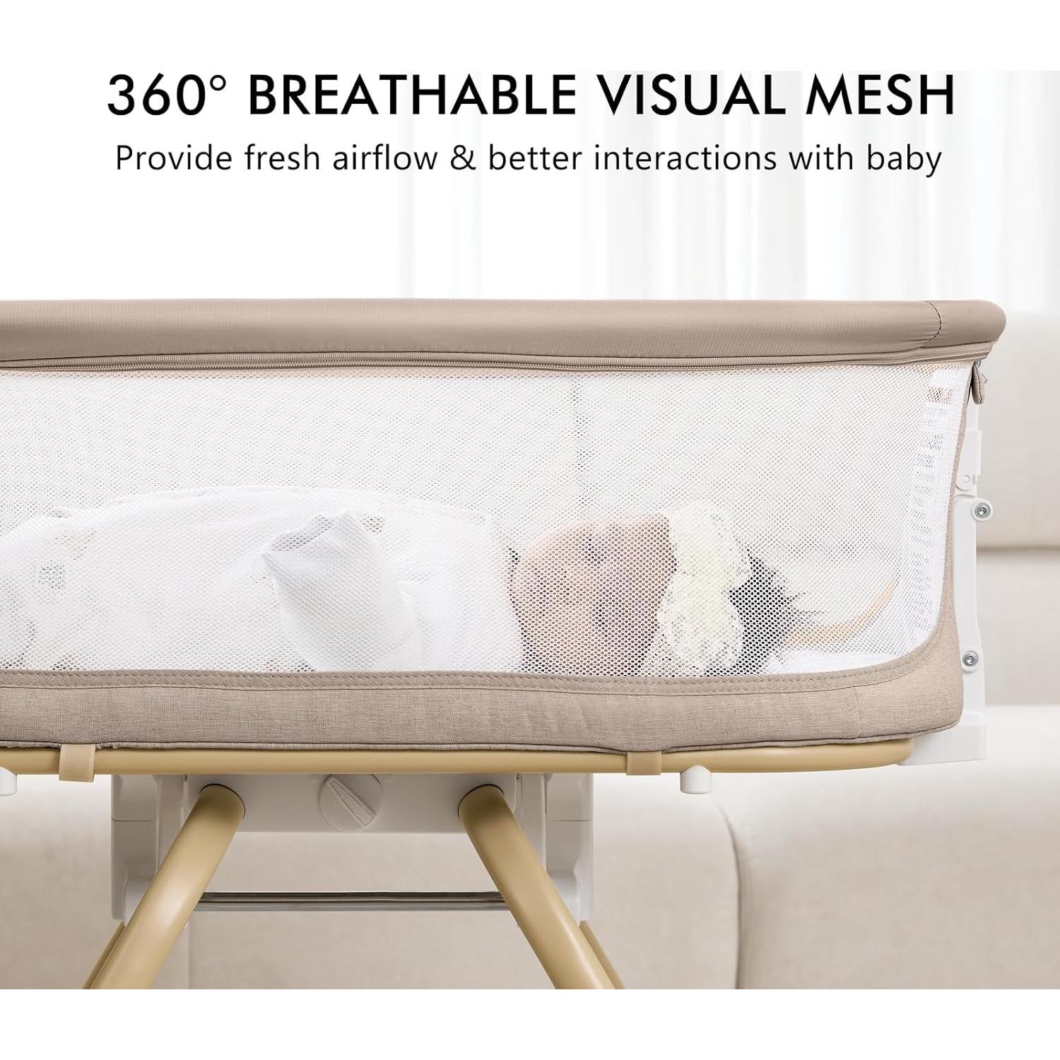 Cuna 3 en 1 ANGELBLISS Caqui - Mecedora, Lateral y Nido