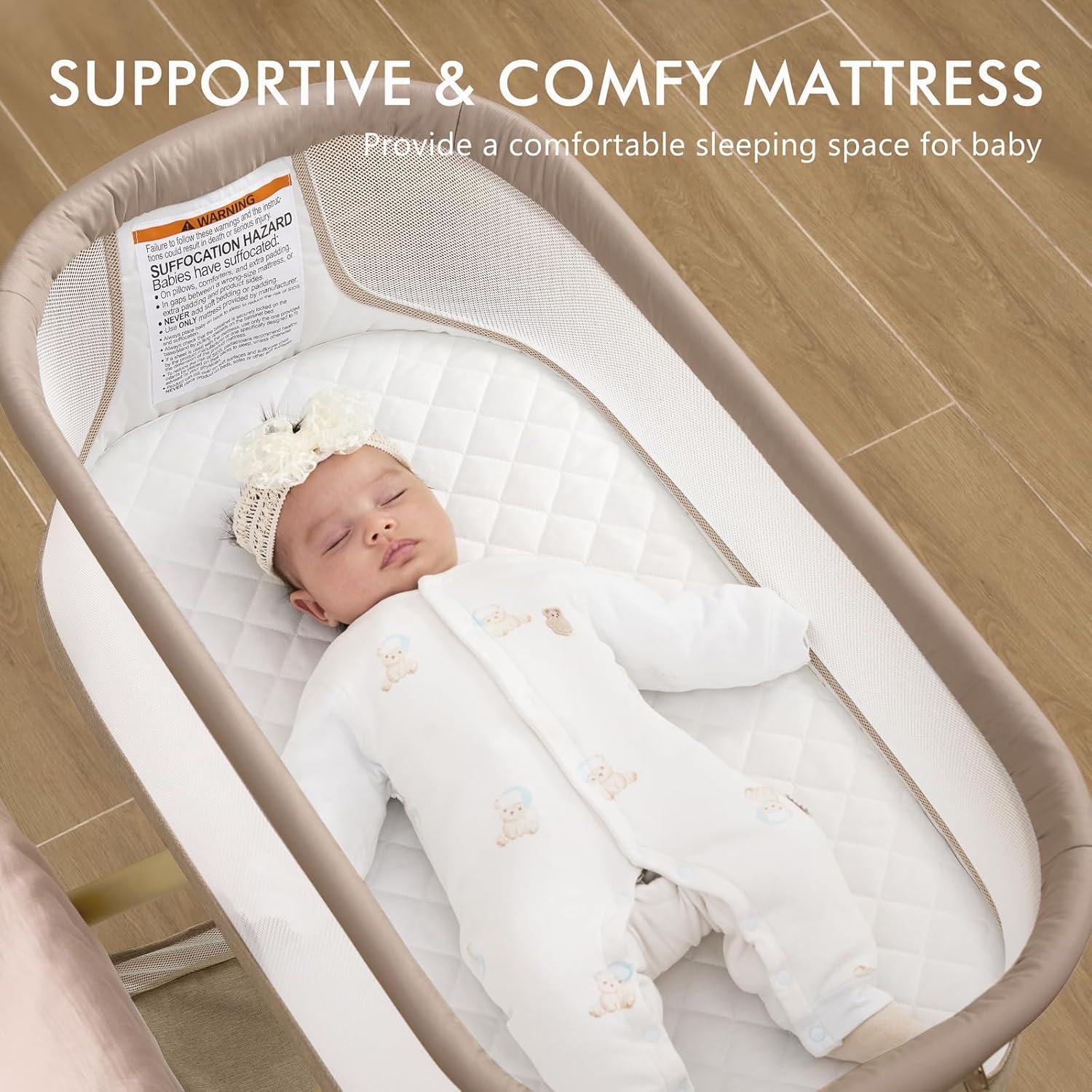 Cuna 3 en 1 ANGELBLISS Caqui - Mecedora, Lateral y Nido