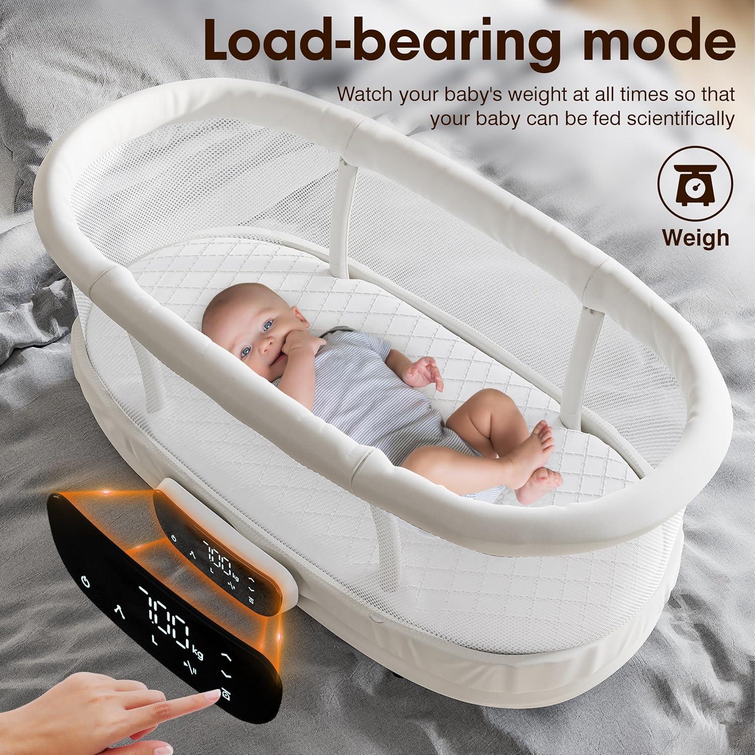 Cuna Lateral Portátil AMKE Ajustable para Bebés - Blanco