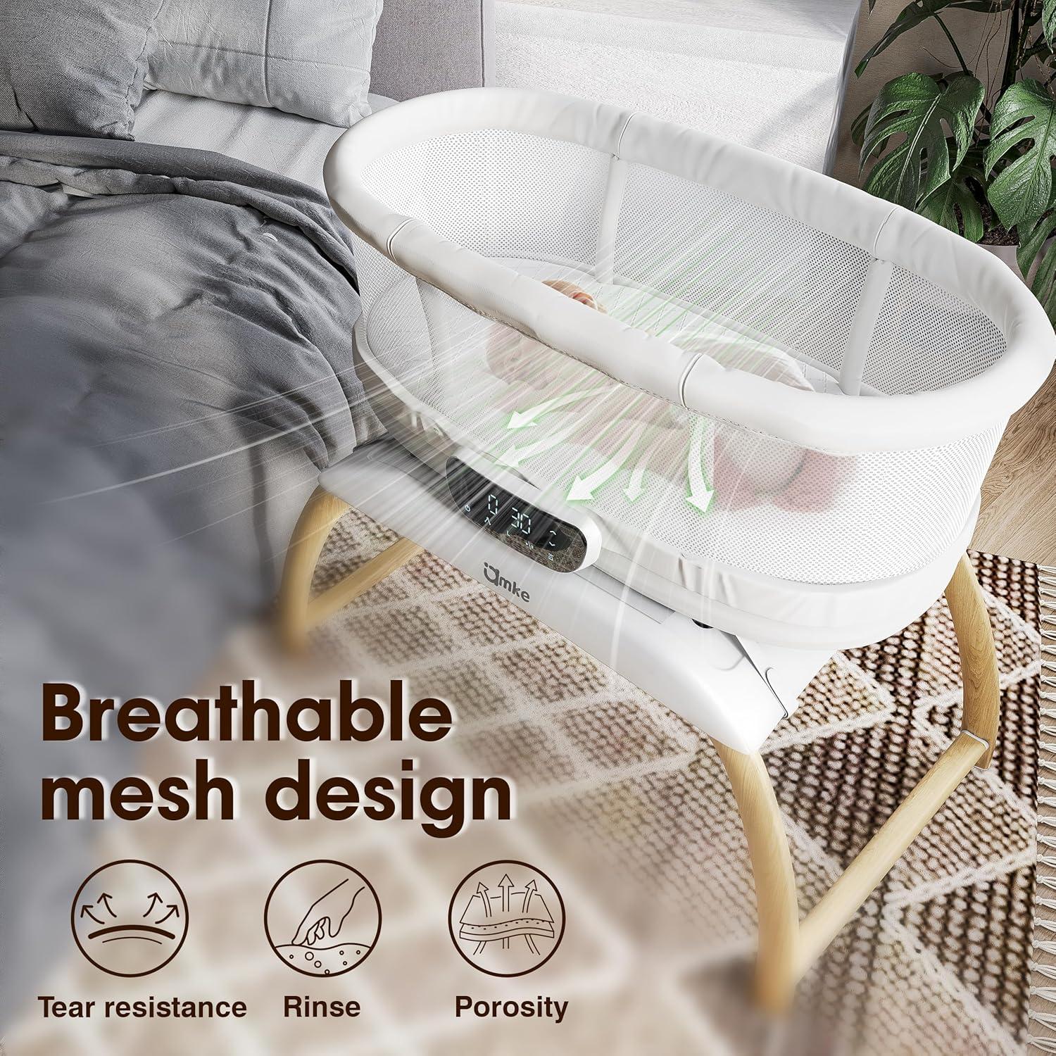 Cuna Lateral Portátil AMKE Ajustable para Bebés - Blanco