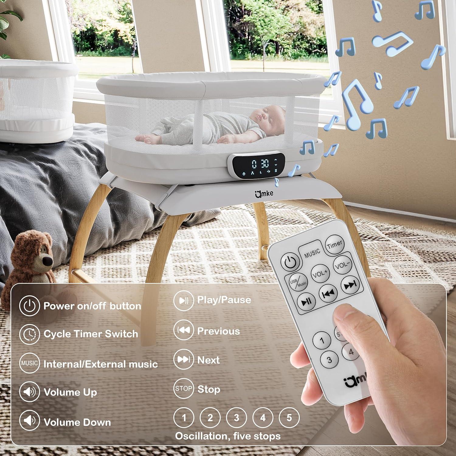 Cuna Lateral Portátil AMKE Ajustable para Bebés - Blanco