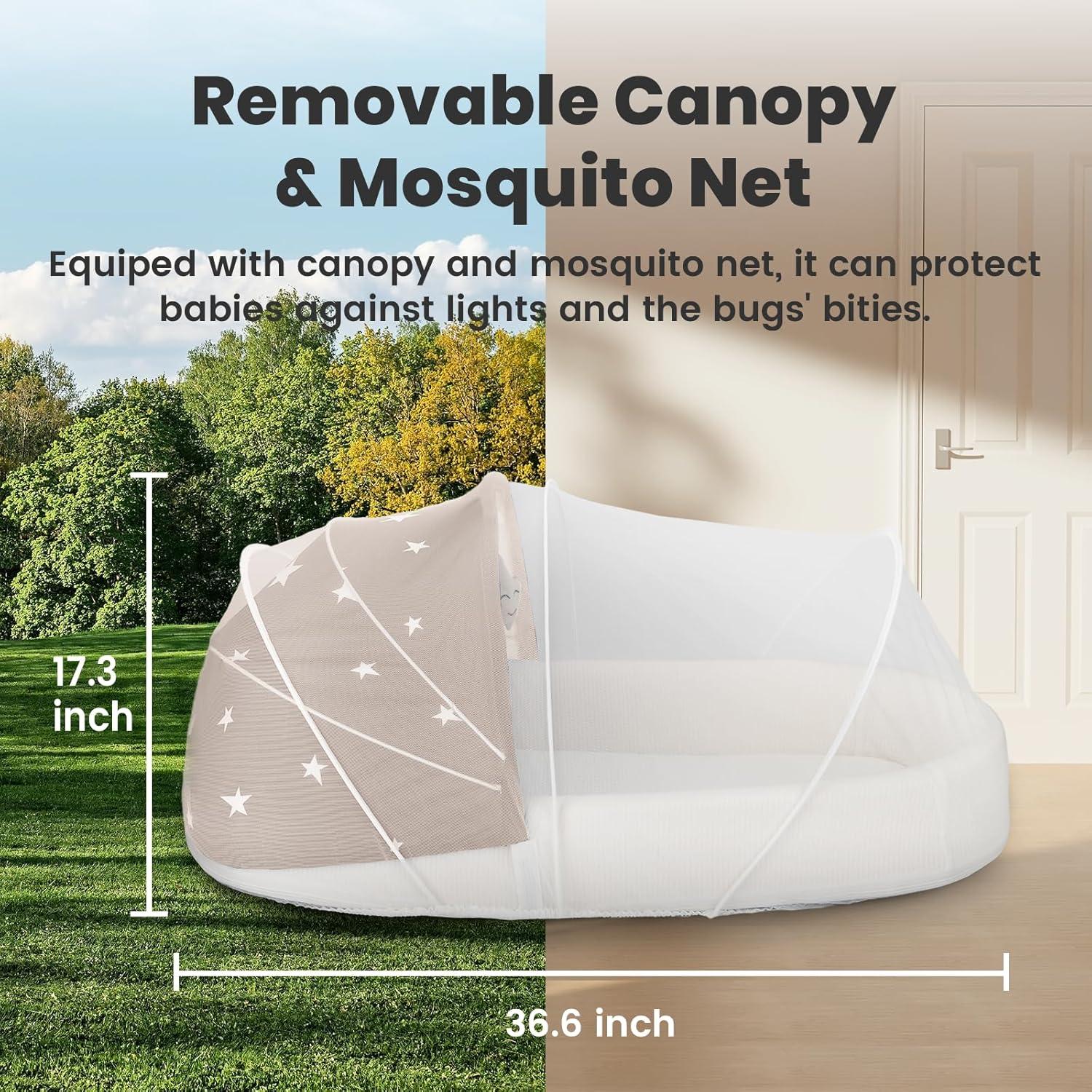 Cuna portátil para bebés BNAKKON 1208 ligera y plegable gris