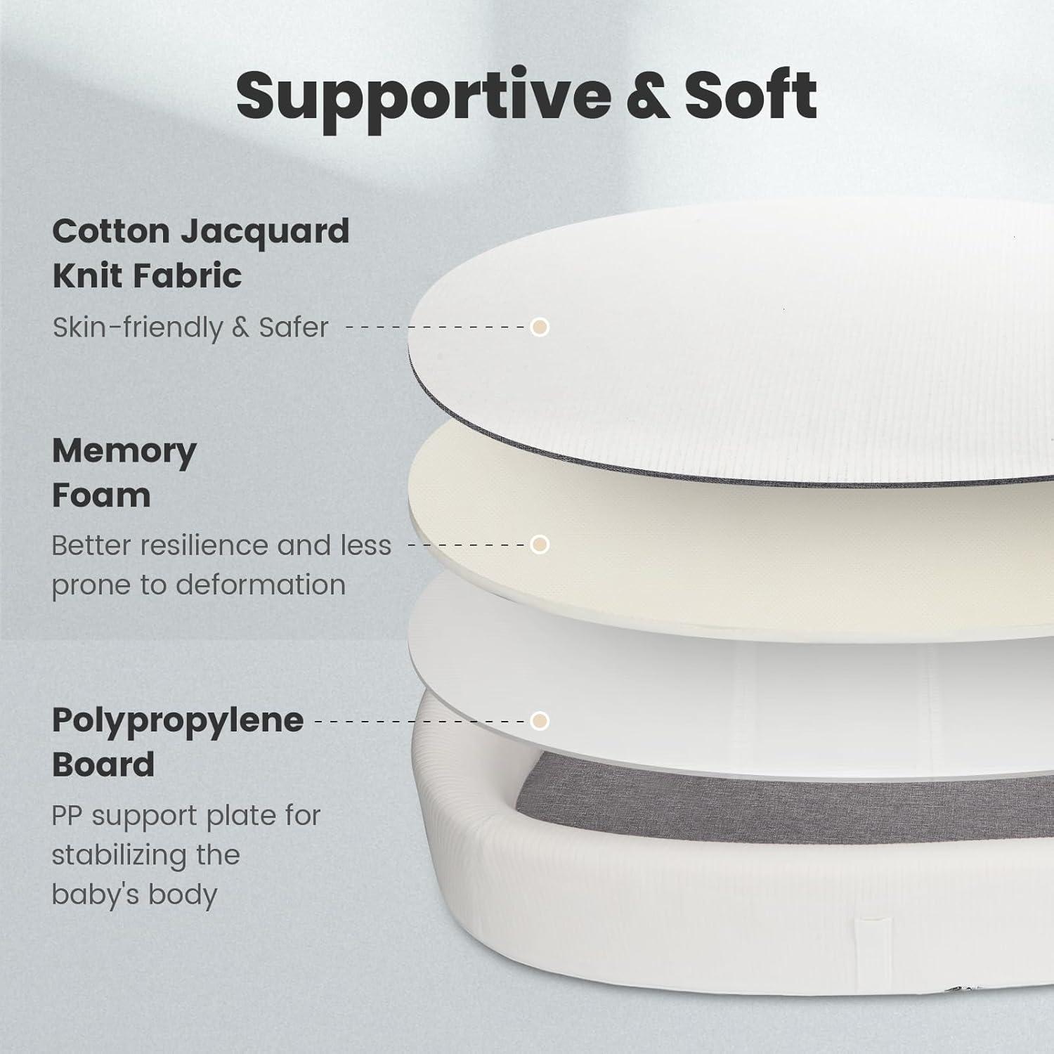 Cuna portátil para bebés BNAKKON 1208 ligera y plegable gris