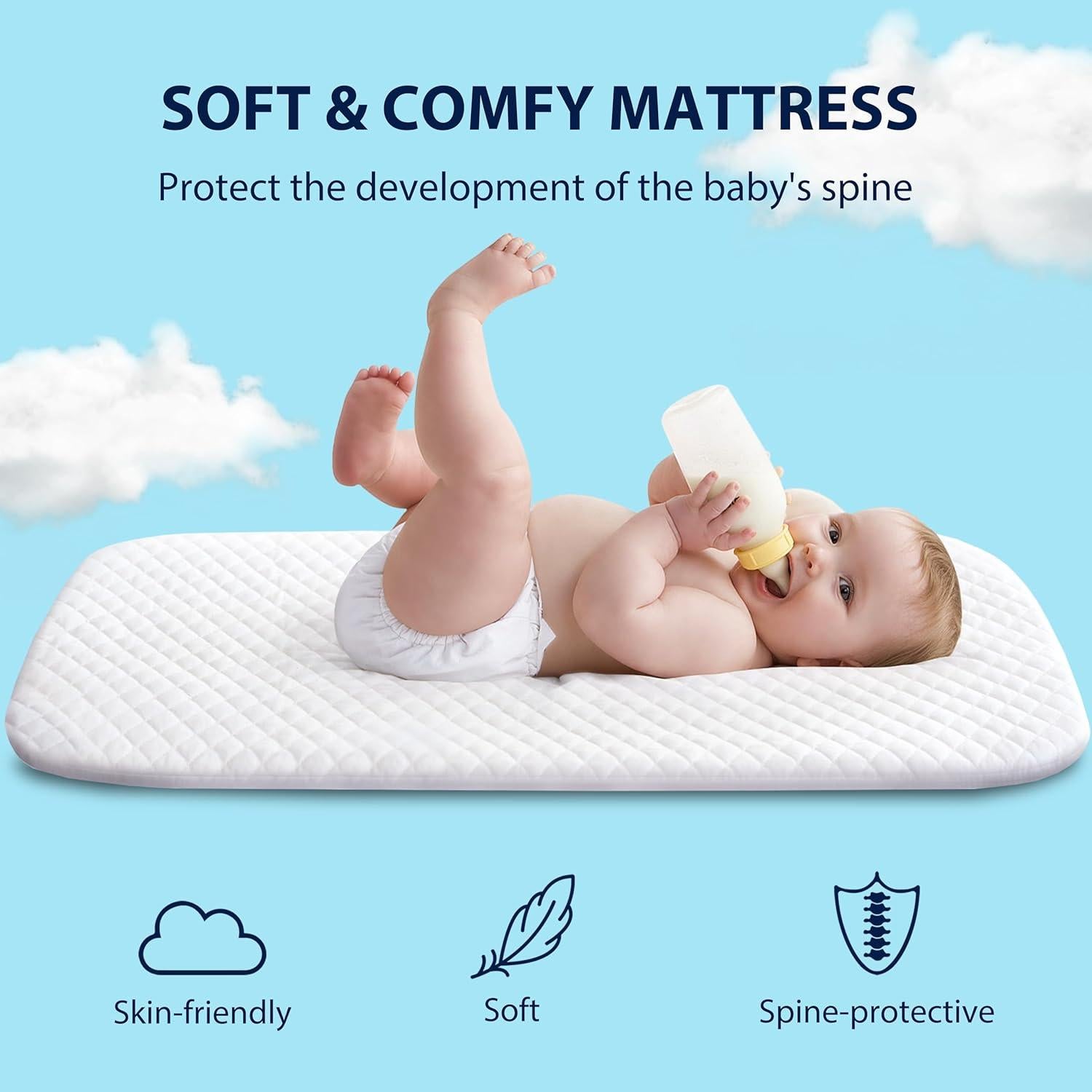 Cuna Lateral 3 en 1 Luvkixen Gris con Colchón y Ruedas