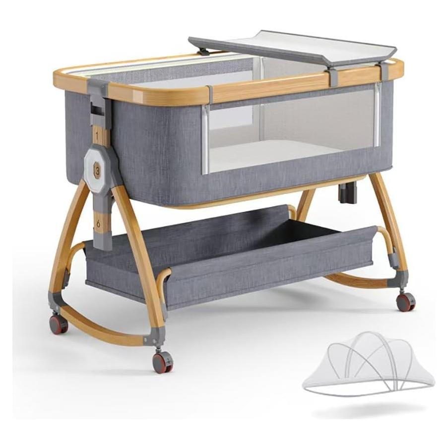 Cuna Lateral Bonbay 4 en 1 Portátil con Ruedas y Mosquitero