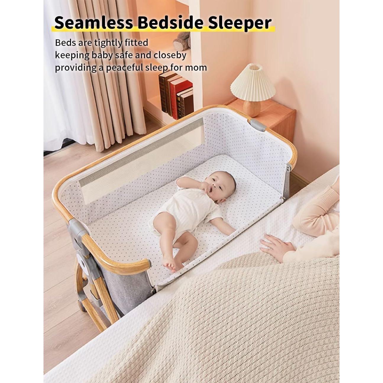 Cuna Lateral Bonbay 4 en 1 Portátil con Ruedas y Mosquitero