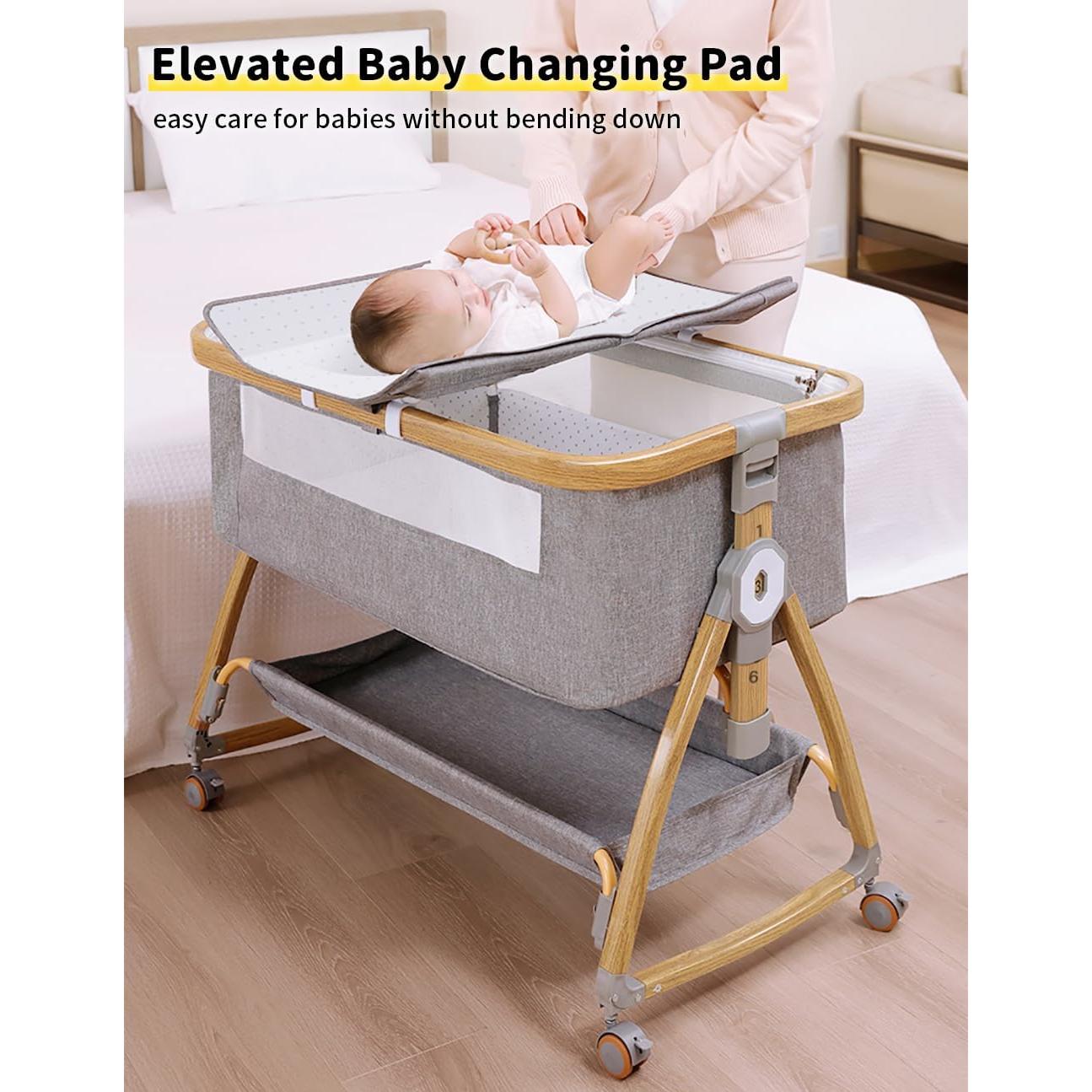 Cuna Lateral Bonbay 4 en 1 Portátil con Ruedas y Mosquitero