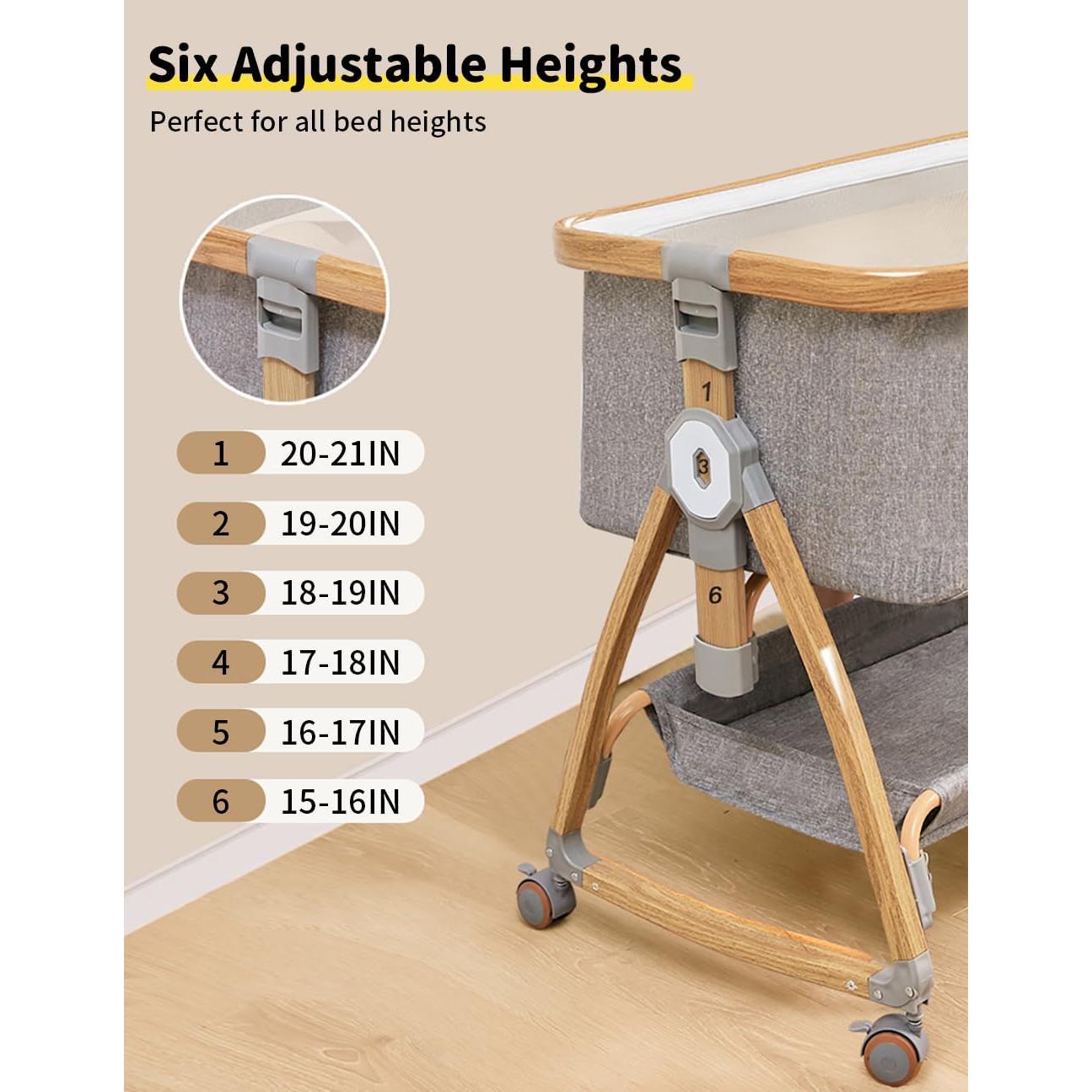 Cuna Lateral Bonbay 4 en 1 Portátil con Ruedas y Mosquitero