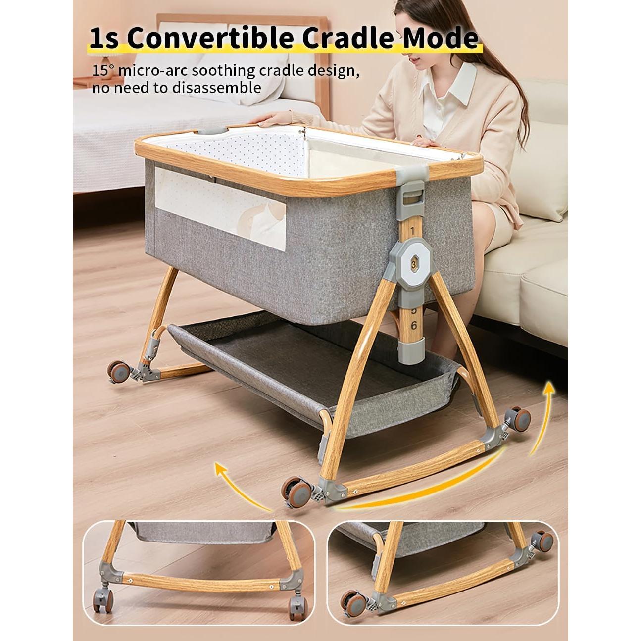 Cuna Lateral Bonbay 4 en 1 Portátil con Ruedas y Mosquitero