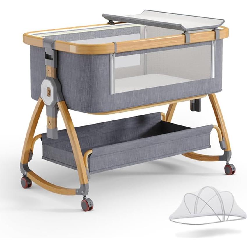 Cuna Lateral Bonbay 4 en 1 Portátil con Ruedas y Mosquitero