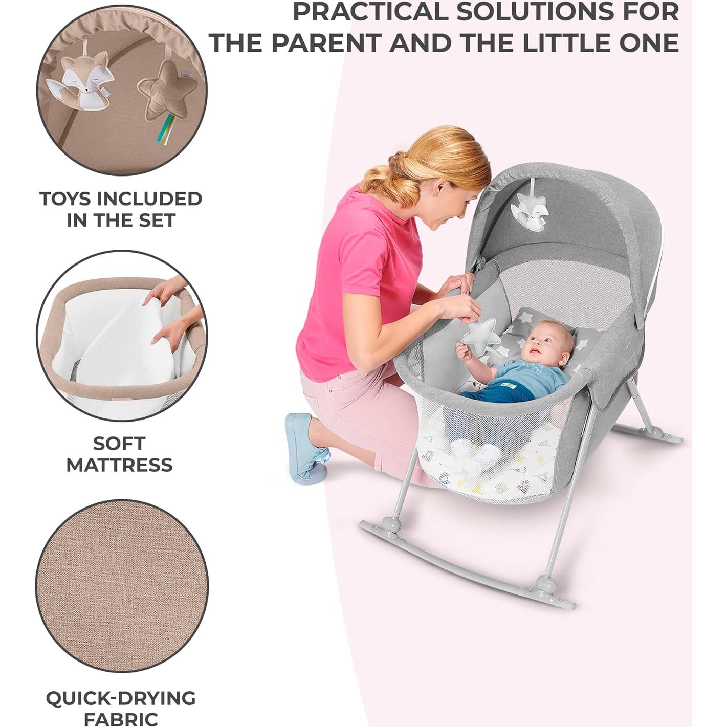 Cuna de viaje Kinderkraft LOVI plegable con mosquitera beige