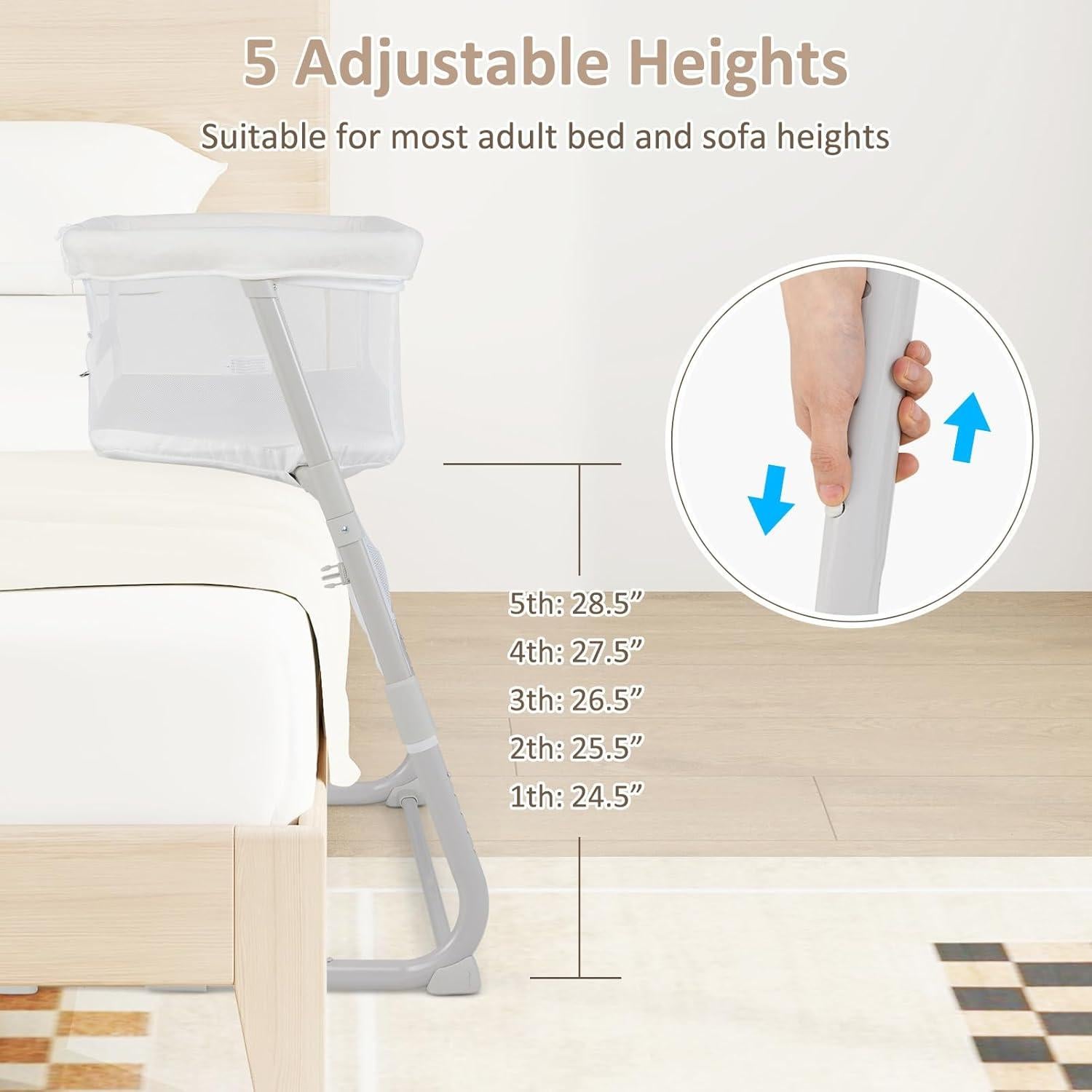 Cuna Lateral INFANS Ajustable para Bebés Blanco 3 en 1