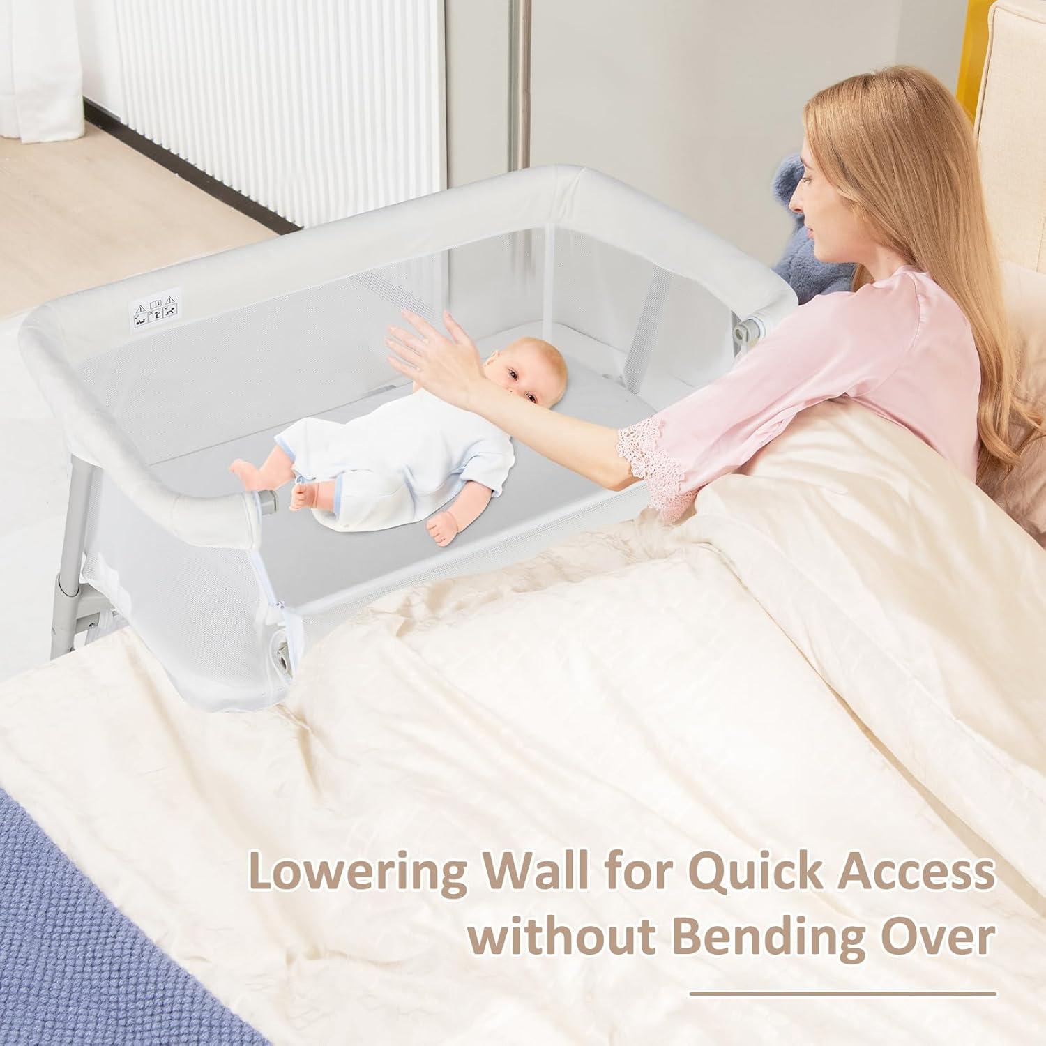 Cuna Lateral INFANS Ajustable para Bebés Blanco 3 en 1