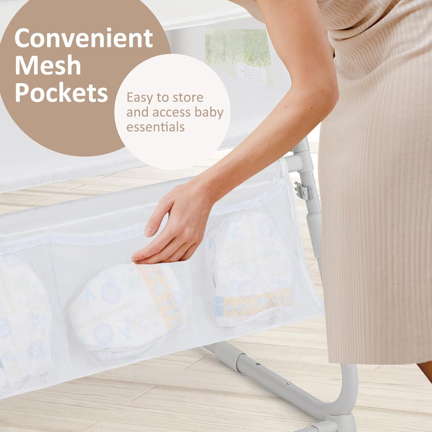 Cuna Lateral INFANS Ajustable para Bebés Blanco 3 en 1