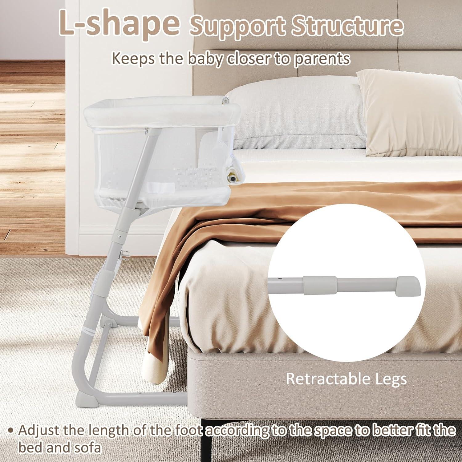 Cuna Lateral INFANS Ajustable para Bebés Blanco 3 en 1