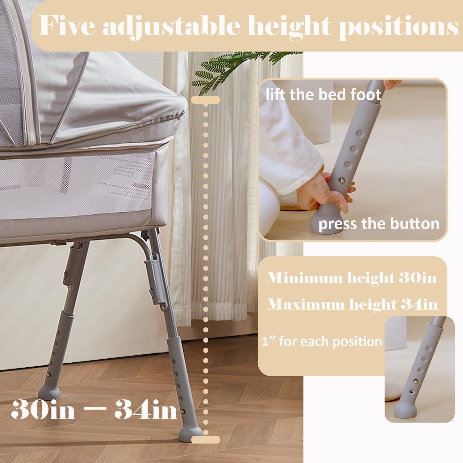 Cuna de lado Nezmdi BBC001 con colchón ajustable y malla